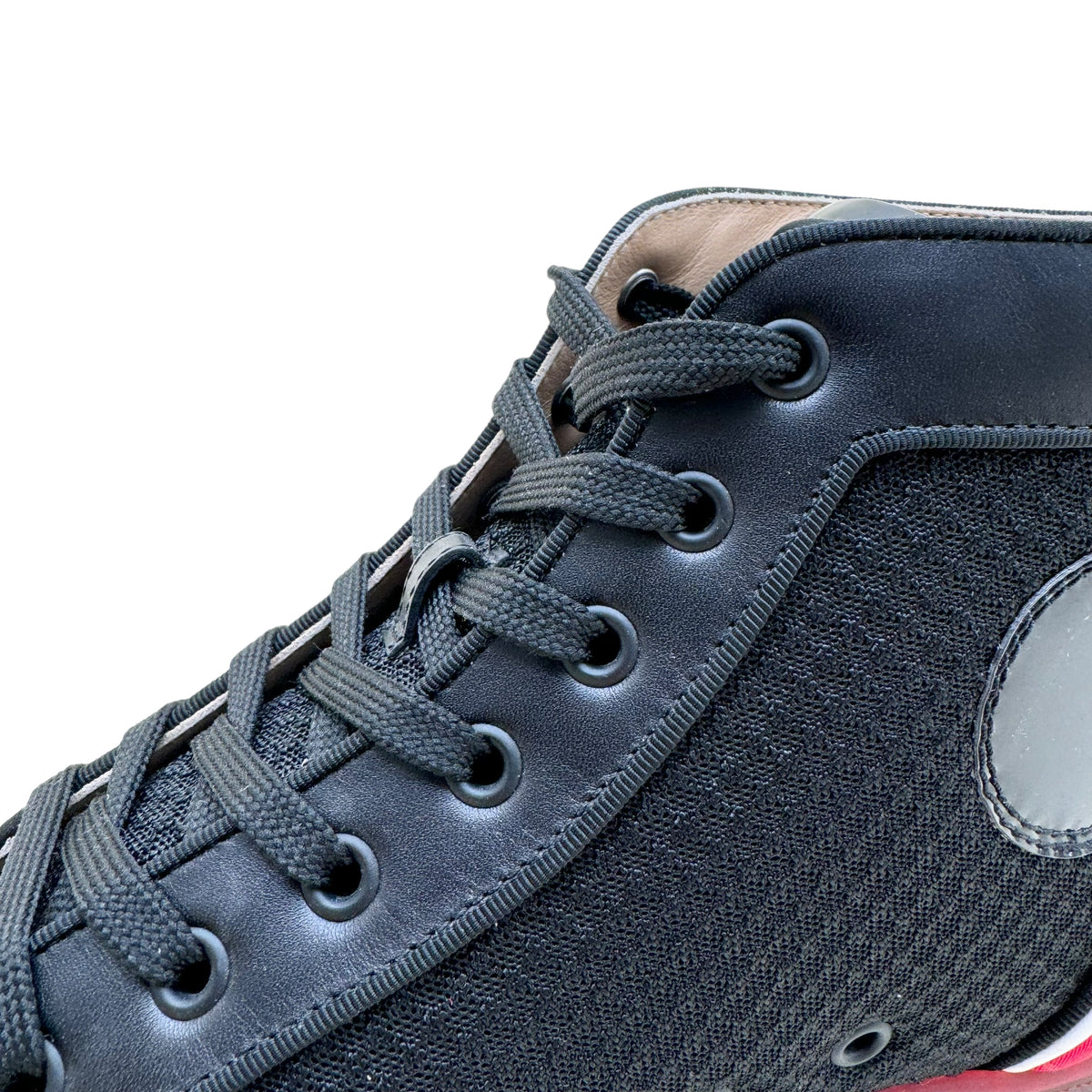CHRISTIAN LOUBOUTIN FUN LOU SPIKE HIGH TOP SNEAKER BLACK / RED UK9
