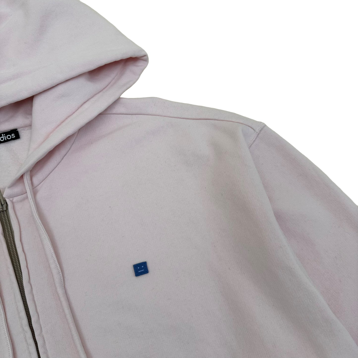 ACNE STUDIOS FACE ZIP-UP HOODIE PINK XL