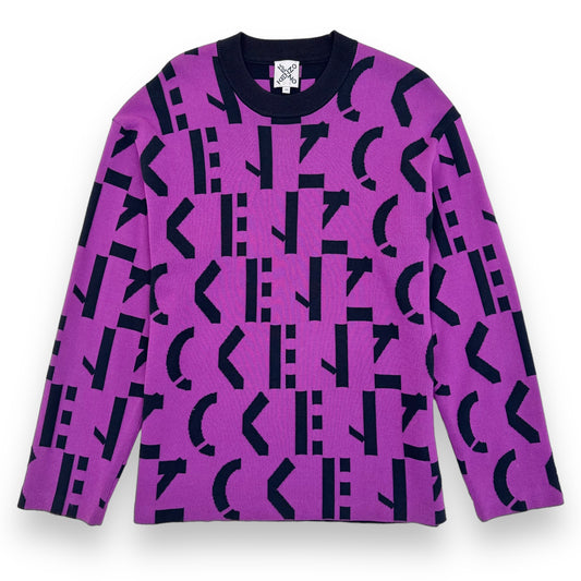 KENZO LOGO-INTARSIA KNITTED SWEATSHIRT PURPLE M