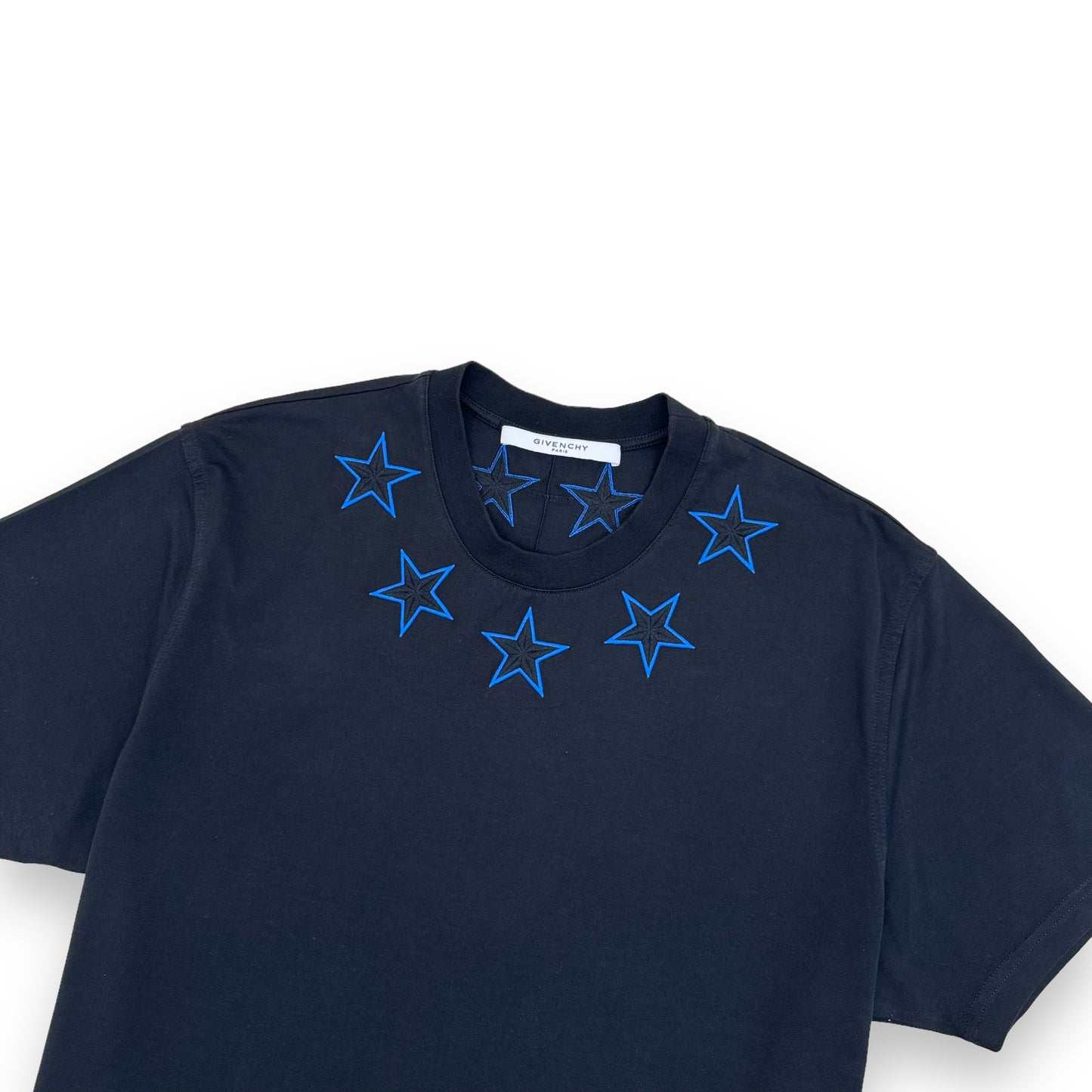 GIVENCHY OVERSIZED STAR EMBROIDERED T-SHIRT BLACK / BLUE XS