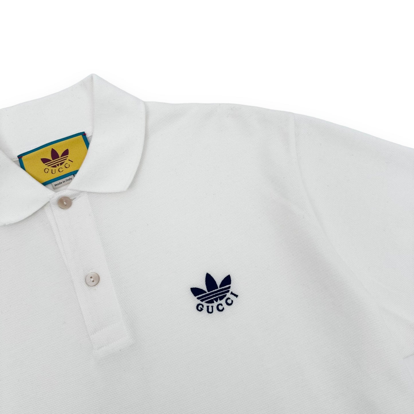 GUCCI X ADIDAS PIQUET POLO SHIRT WHITE M