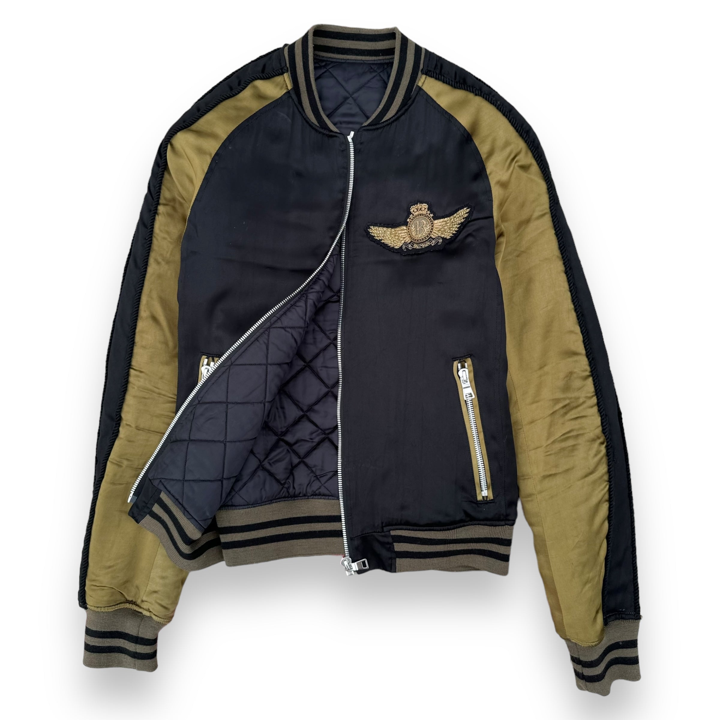 BALMAIN TEDDY JACKET GREEN / BLACK L