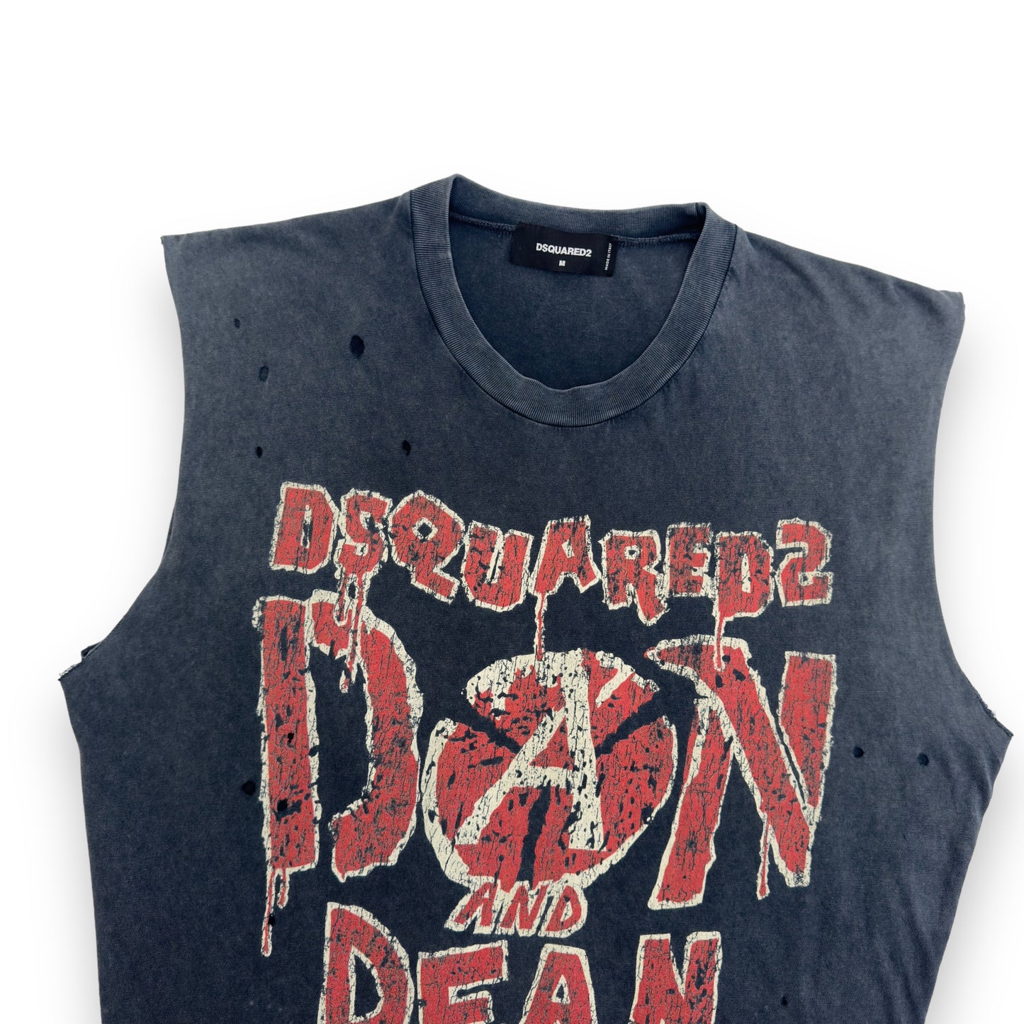 DSQUARED2 DEAN & DAN DISTRESSED VEST GREY / RED M