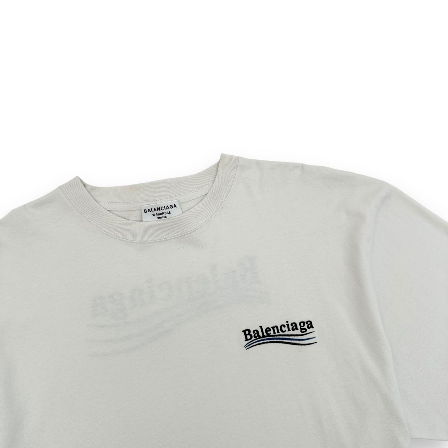 BALENCIAGA OVERSIZED EMBROIDERED LOGO T-SHIRT WHITE L