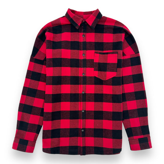 PALM ANGELS CLASSIC LOGO CHECKED OVER SHIRT BLACK / RED L