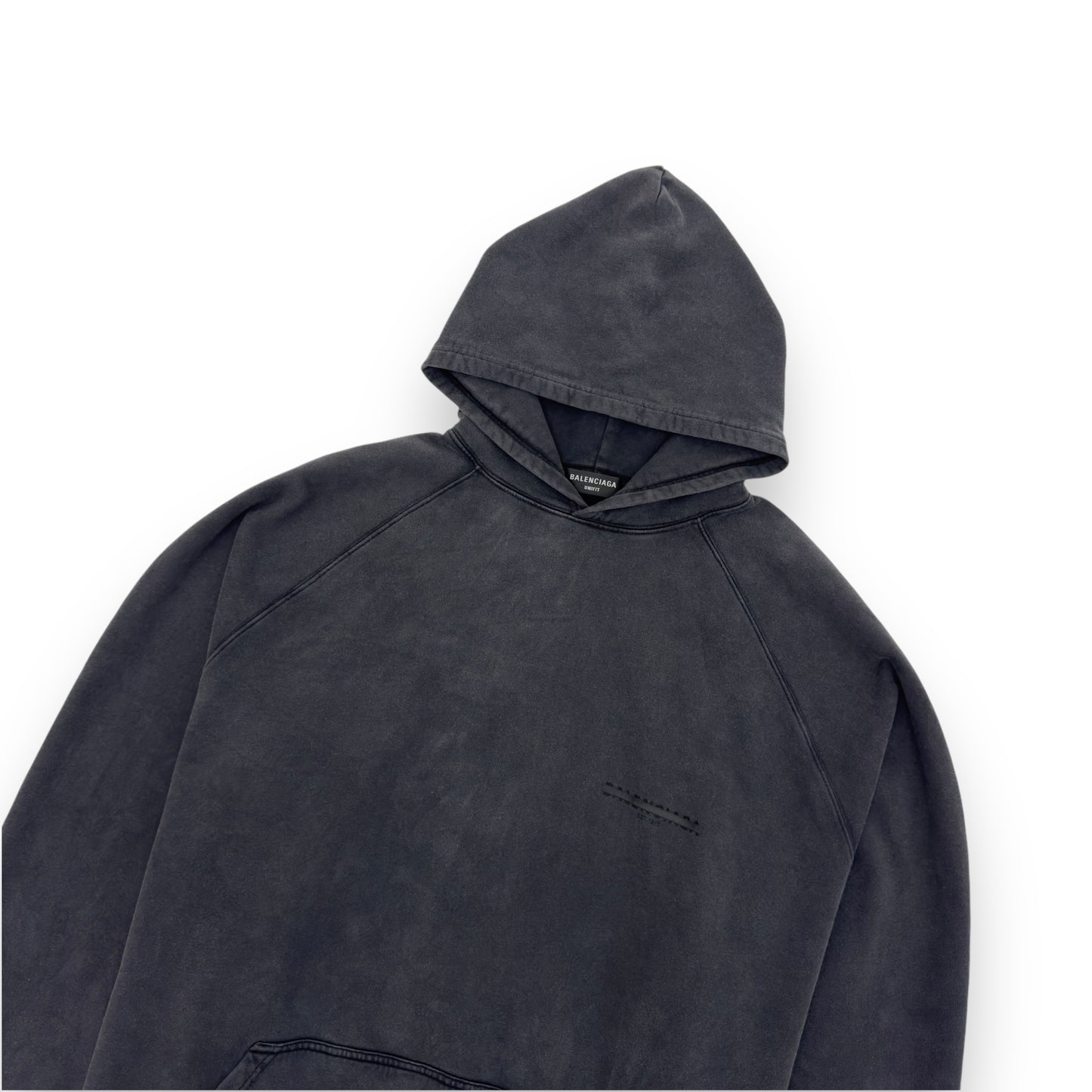 BALENCIAGA OVERSIZED STRIKE 1917 HOODIE WASHED BLACK S