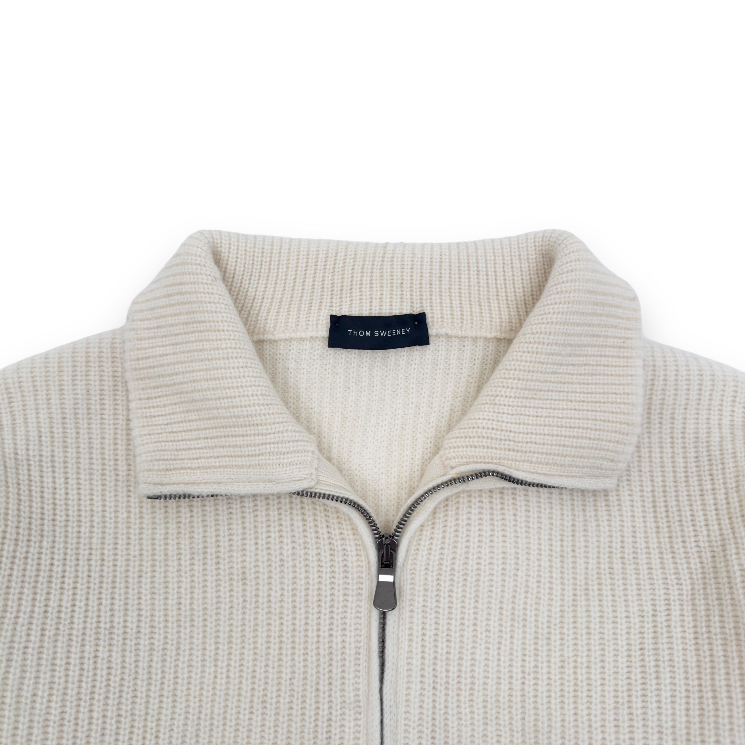 THOM SWEENEY WOOL / CASHMERE HALF-ZIP SWEATER CREAM L