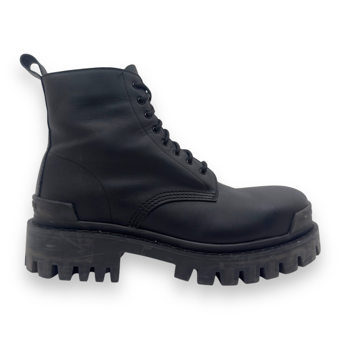 BALENCIAGA COMBAT STRIKE 20MM LEATHER BOOTS BLACK UK9 / 43