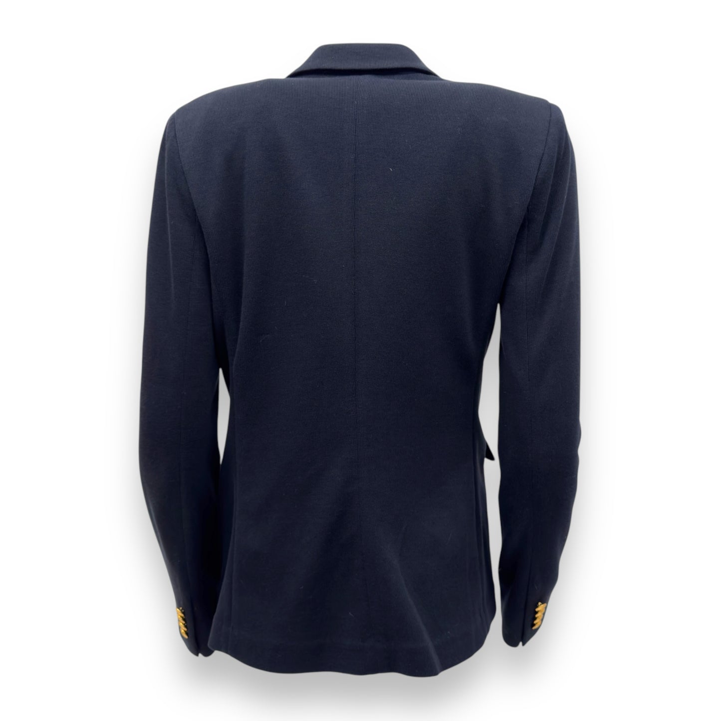 POLO RALPH LAUREN DOUBLE BREASTED KNIT BLAZER NAVY BLUE / GOLD UK6