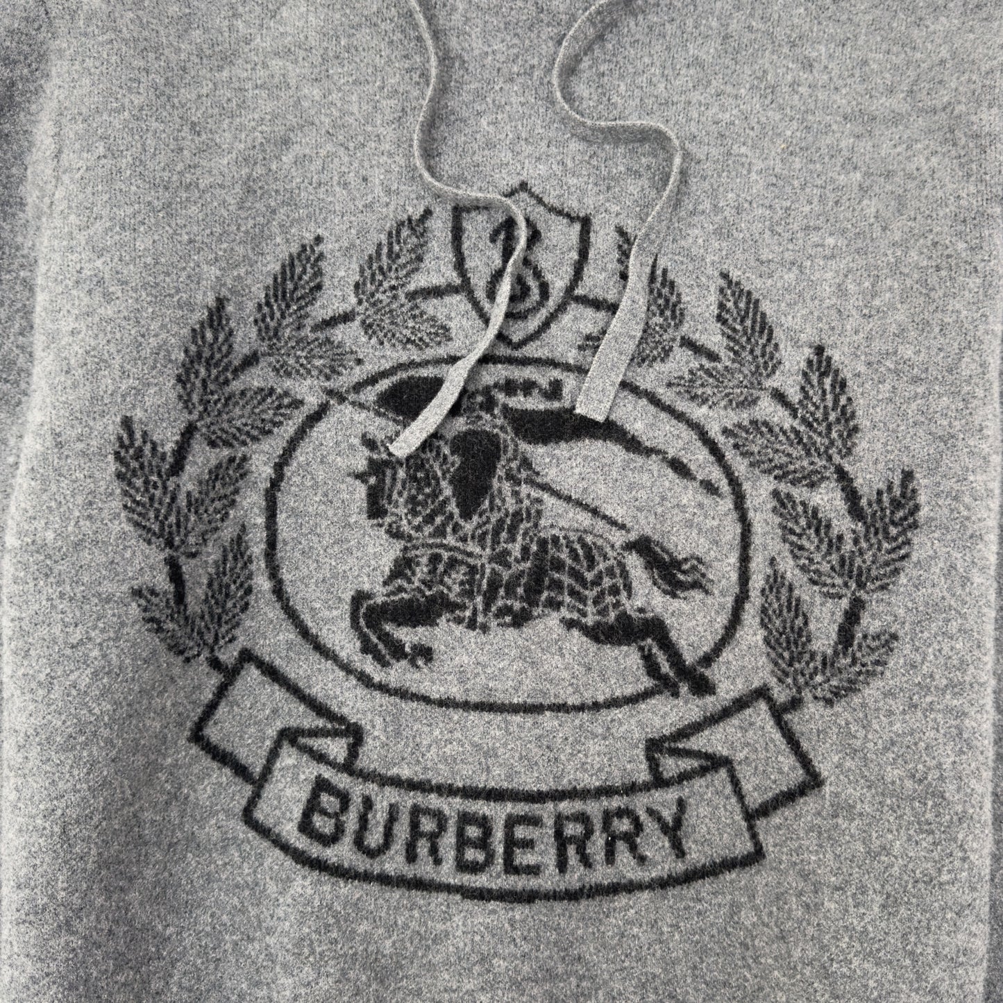 BURBERRY EKD WOOL JACQUARD HOODIE GREY L