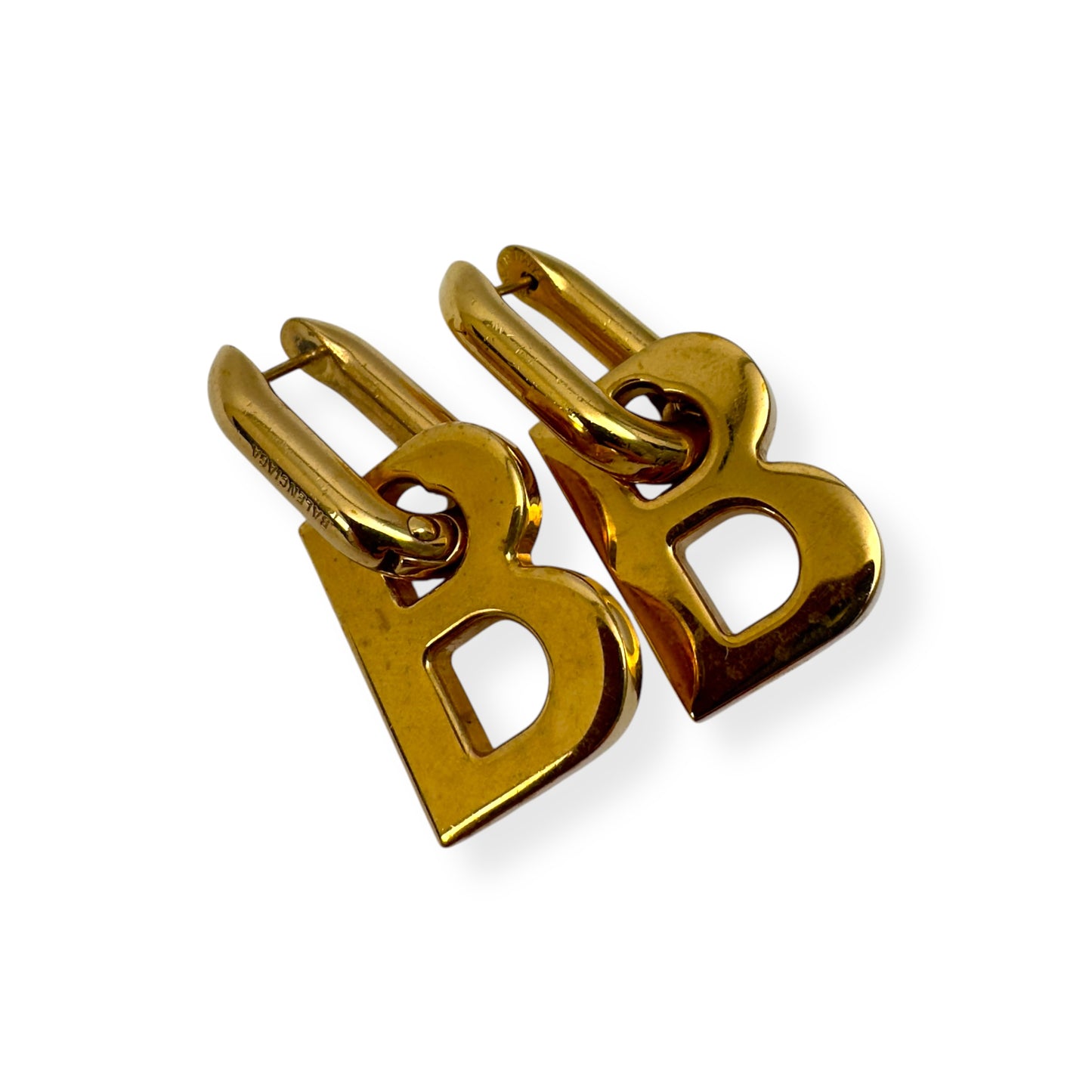 BALENCIAGA WOMENS B CHAIN EARRINGS GOLD