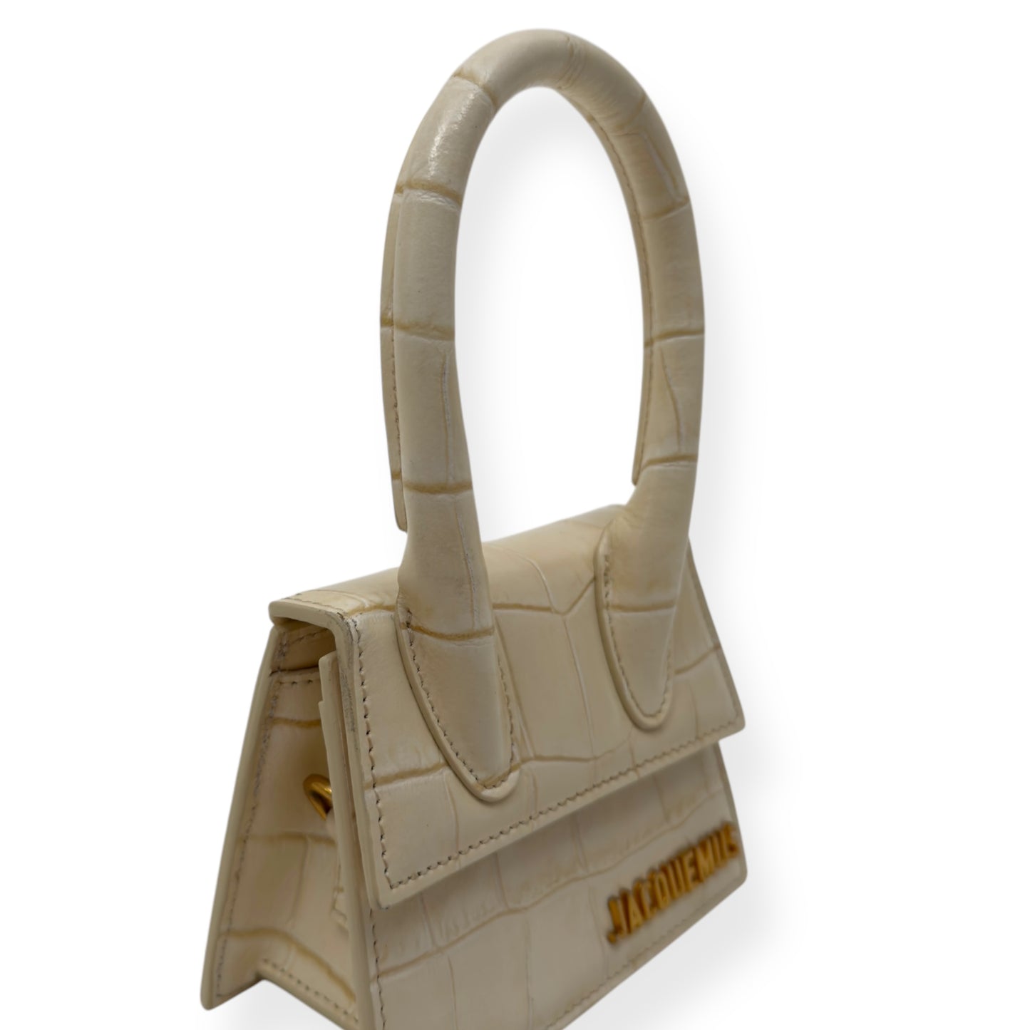 JACQUEMUS LE CHIQUITO MINI CROC EMBOSSED BAG CREAM MINI