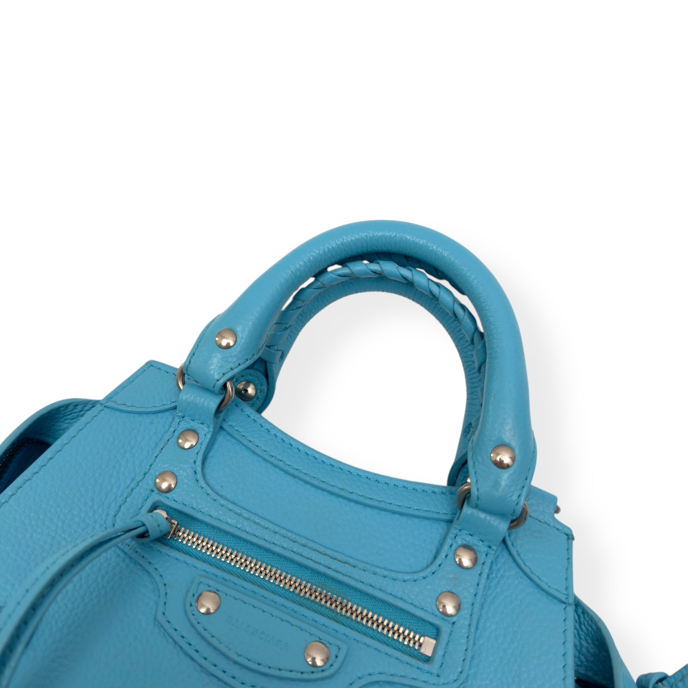 BALENCIAGA NEO CLASSIC CITY LEATHER BAG BLUE MINI