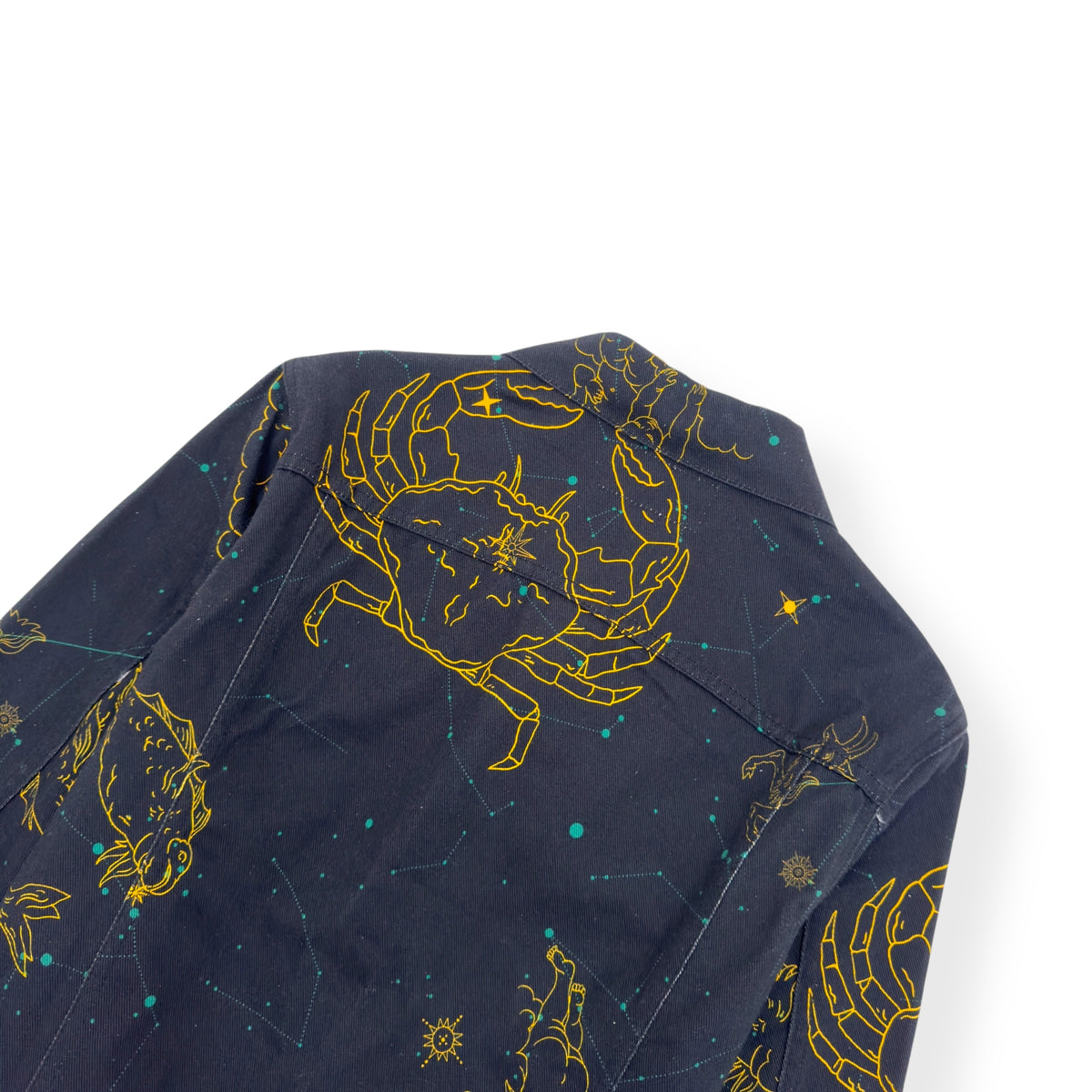 CASABLANCA CONSTELLATION GRAPHIC PRINT DENIM JACKET NAVY / YELLOW L