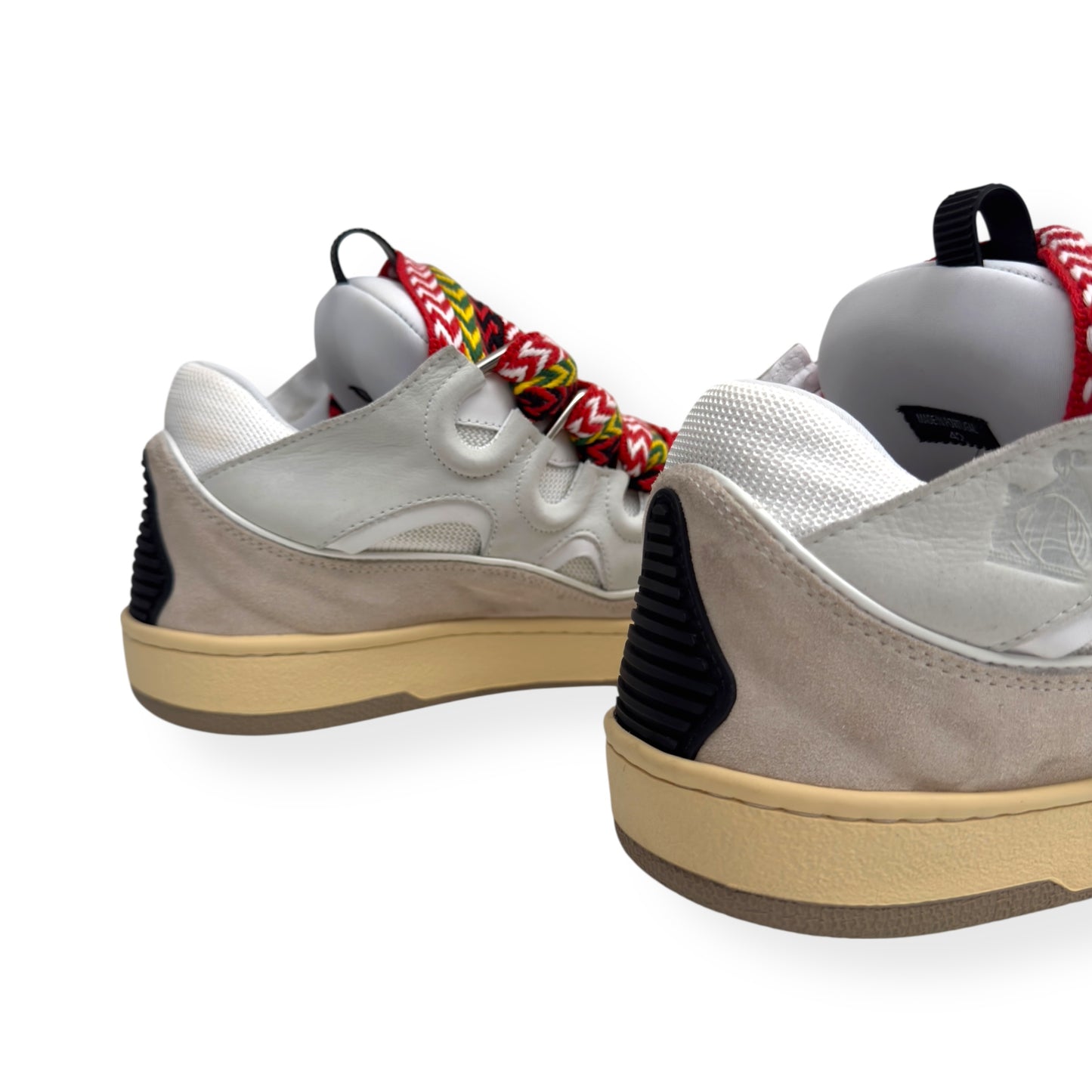 LANVIN LEATHER CURB SNEAKER WHITE / MULTICOLOURED UK8
