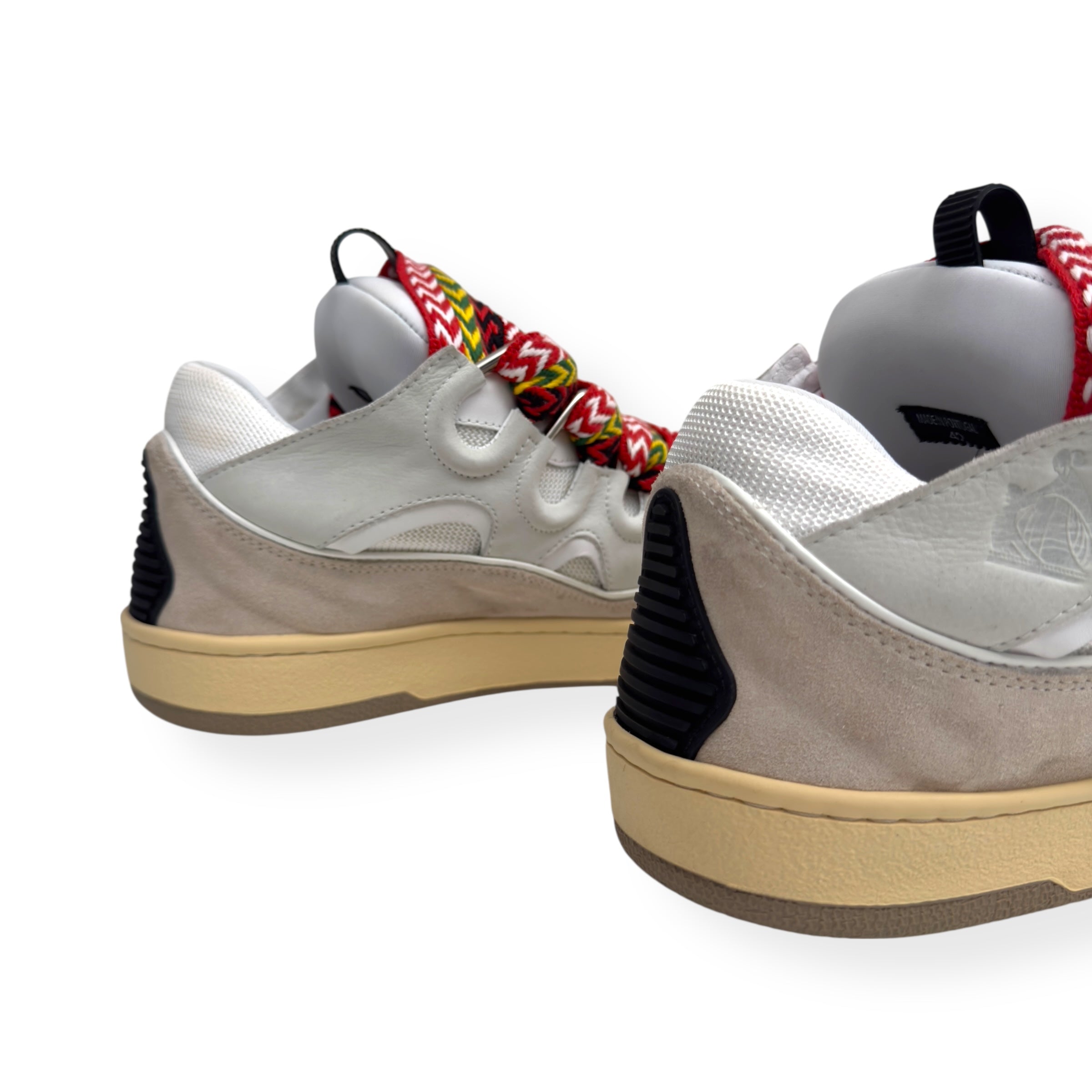 LANVIN LEATHER CURB SNEAKER WHITE / MULTICOLOURED UK8