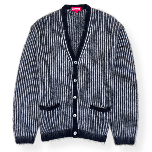 SUPREME 2-TONE MOHAIR CARDIGAN BLACK / WHITE L – Wylist