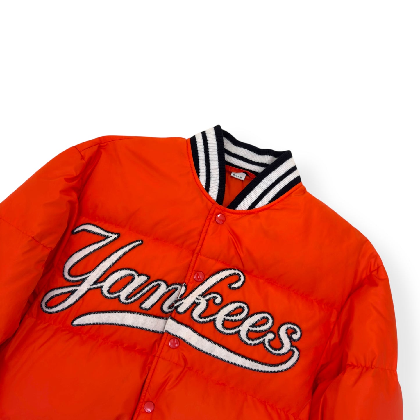 GUCCI NY YANKEES GOOSE DOWN PUFFER BOMBER JACKET ORANGE 46 / S