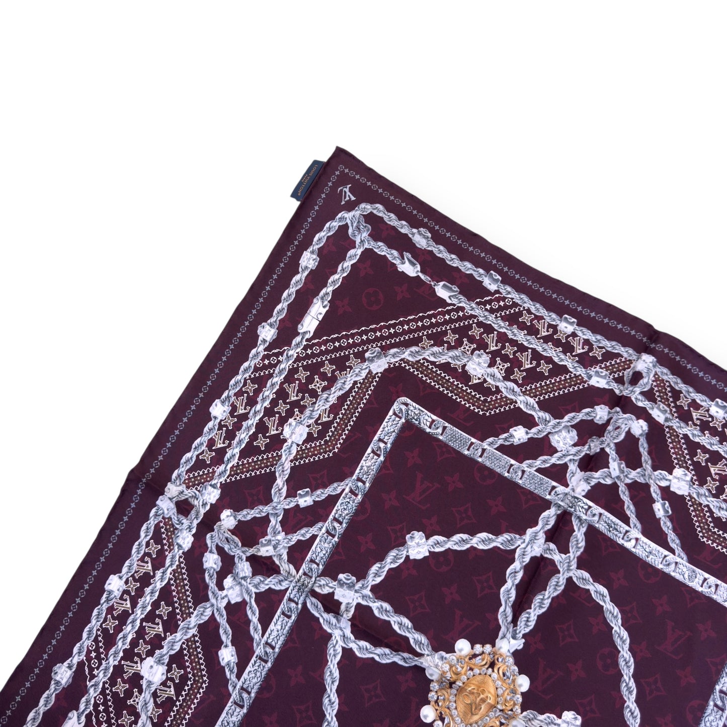 LOUIS VUITTON LV DYNASTY SILK BANDANA BURGUDNY