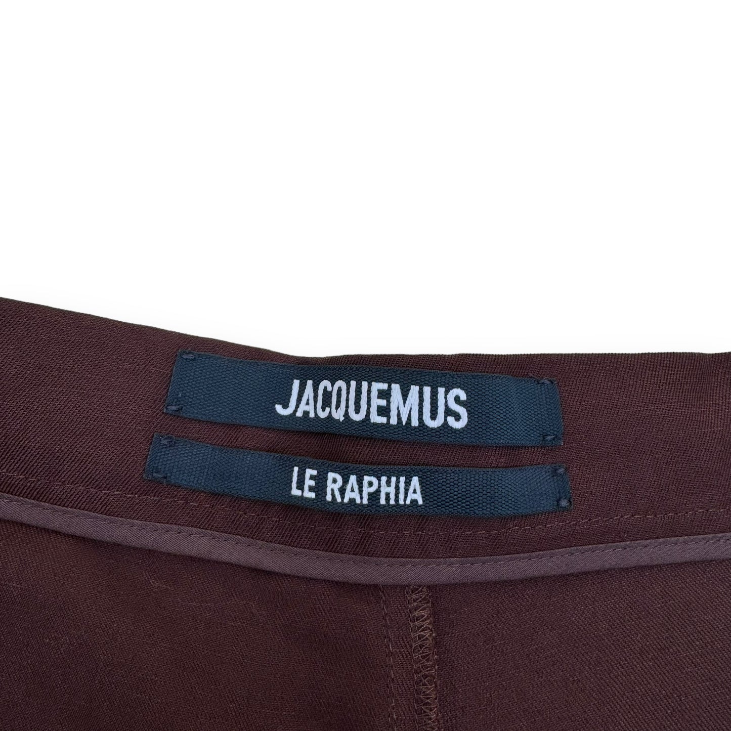 JACQUEMUS LE RAPHIA LINEN SHORTS BURGUNDY XL