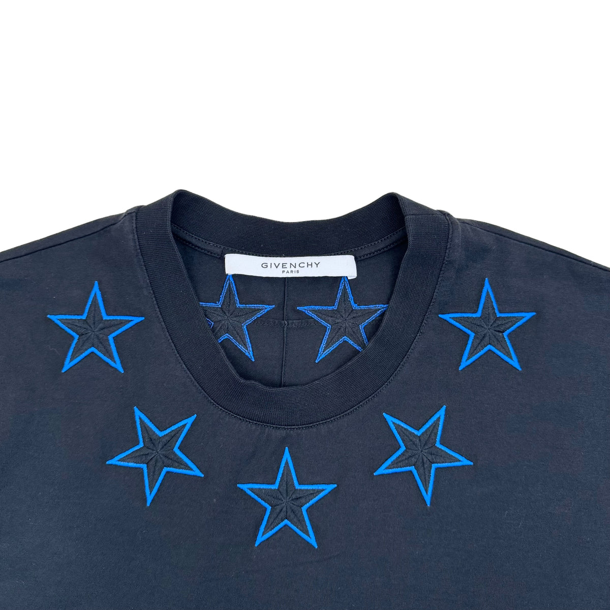 GIVENCHY OVERSIZED STAR EMBROIDERED T-SHIRT BLACK / BLUE XS