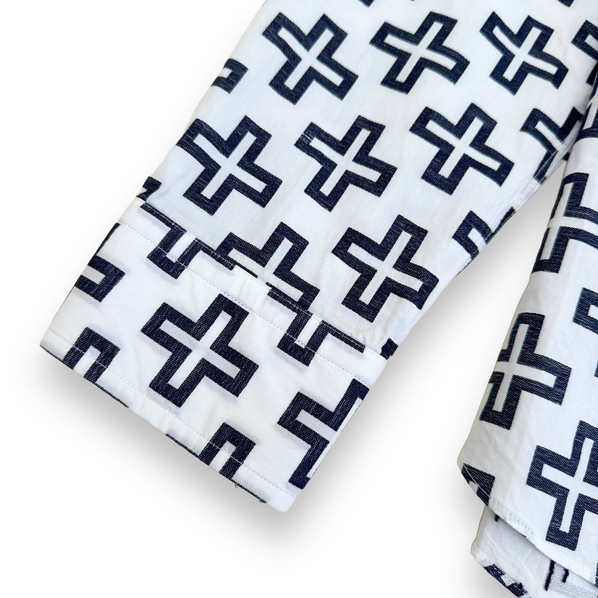 LOUIS VUITTON LV CROSS LONG SLEEVE SHIRT WHITE / BLUE XL