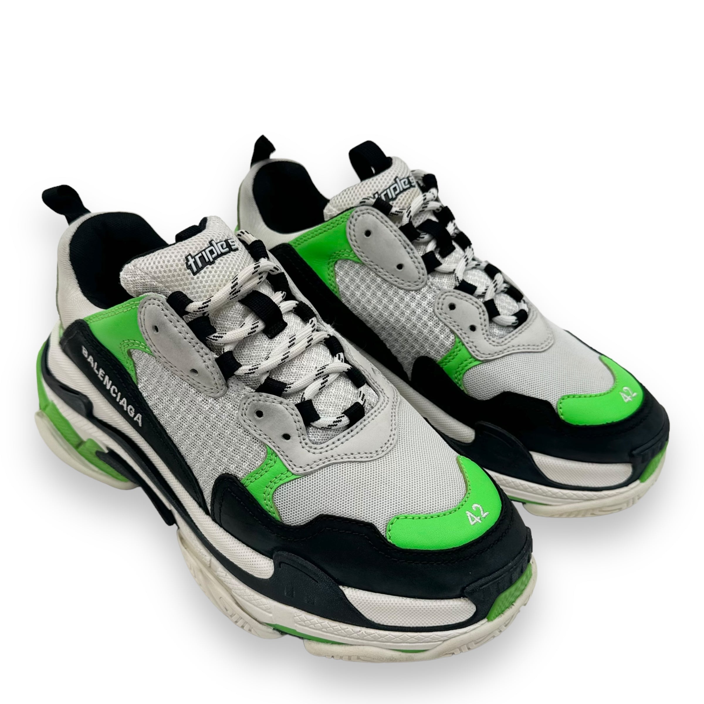 BALENCIAGA TRIPLE S SNEAKER BLACK GREEN WHITE UK8 Wylist