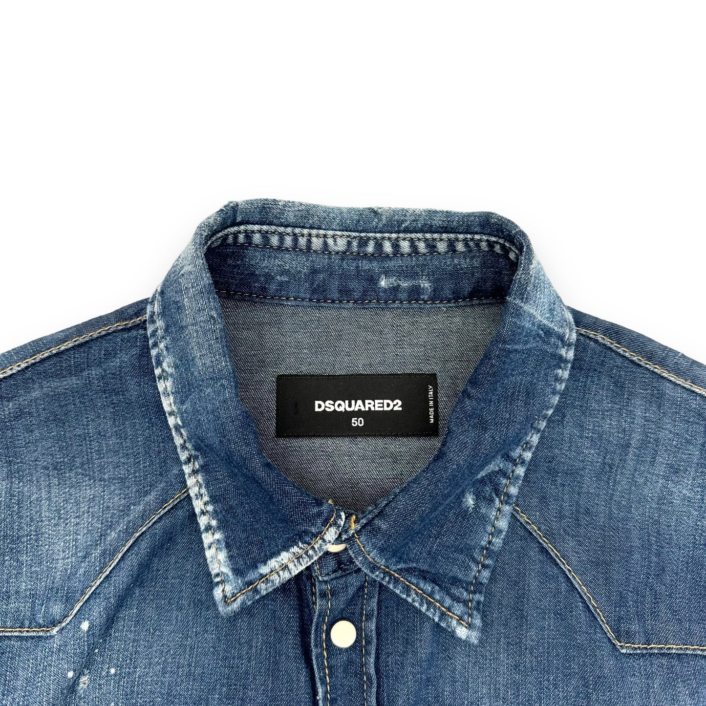 DSQUARED2 DISTRESSED DENIM SHIRT BLUE L