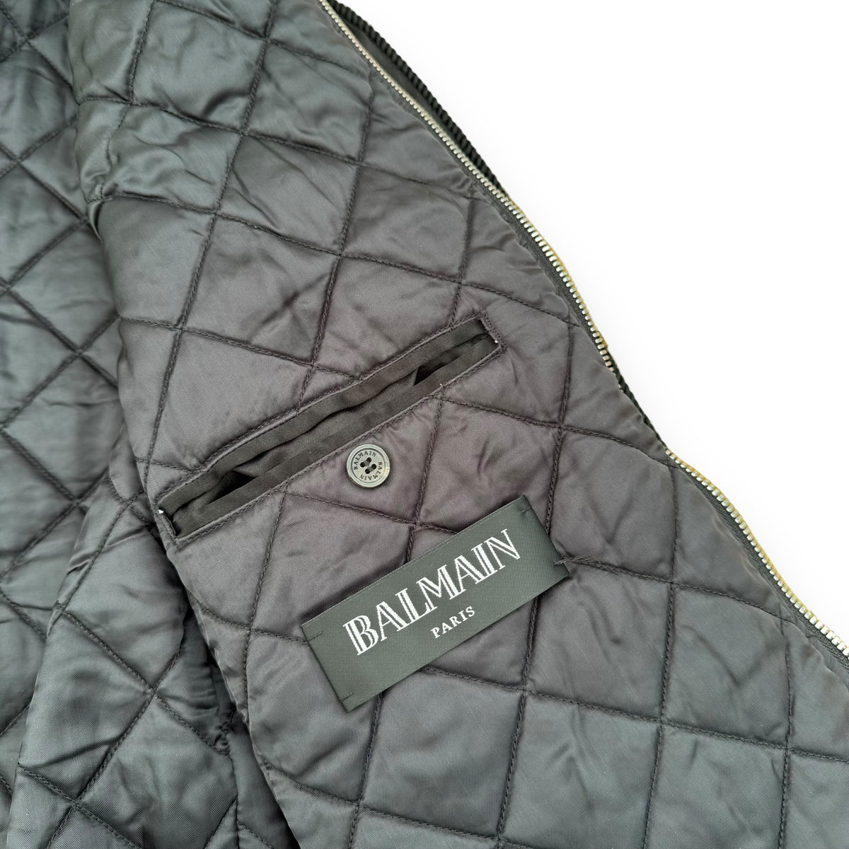 BALMAIN TEDDY JACKET GREEN / BLACK L