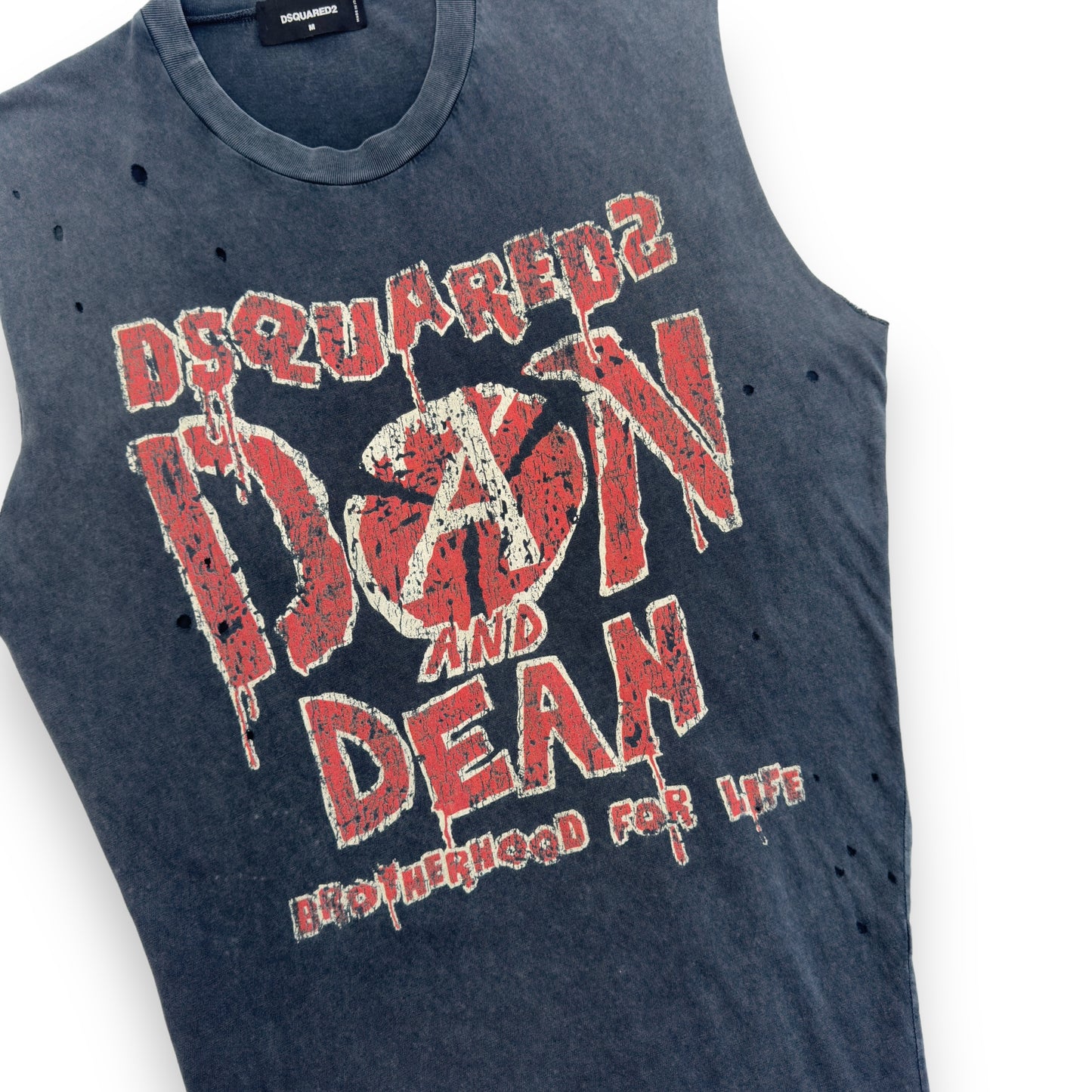 DSQUARED2 DEAN & DAN DISTRESSED VEST GREY / RED M