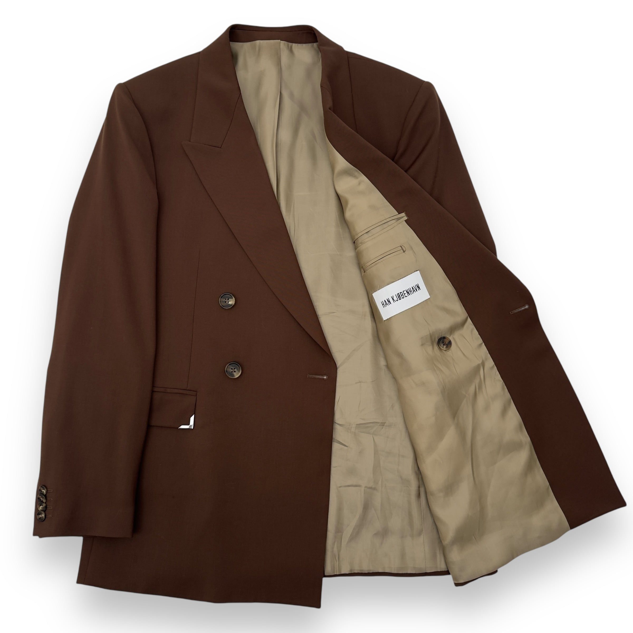 HAN KJØBENHAVN DOUBLE BREASTED BLAZER JACKET BROWN / SILVER L