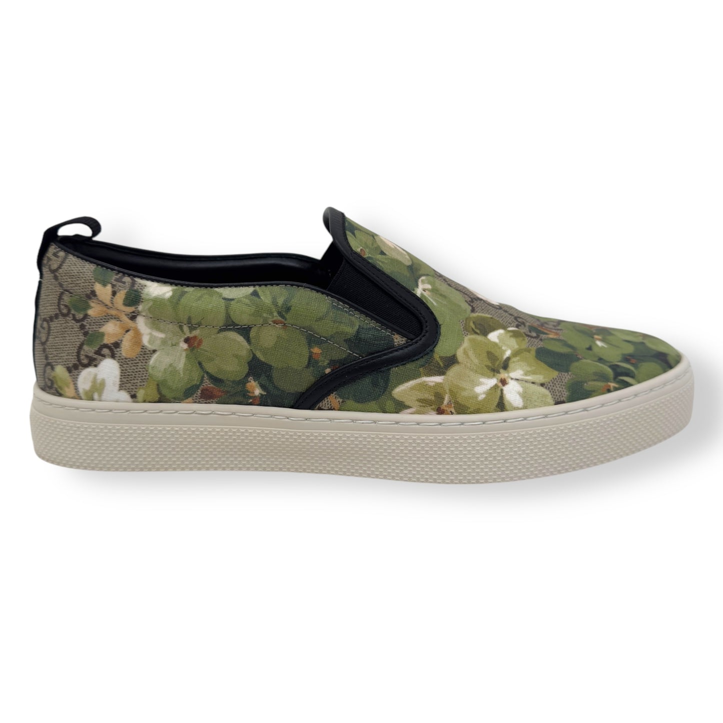 GUCCI GG SUPREME SLIP ON BLOOM SNEAKER GREEN / BEIGE UK7.5 / 41.5