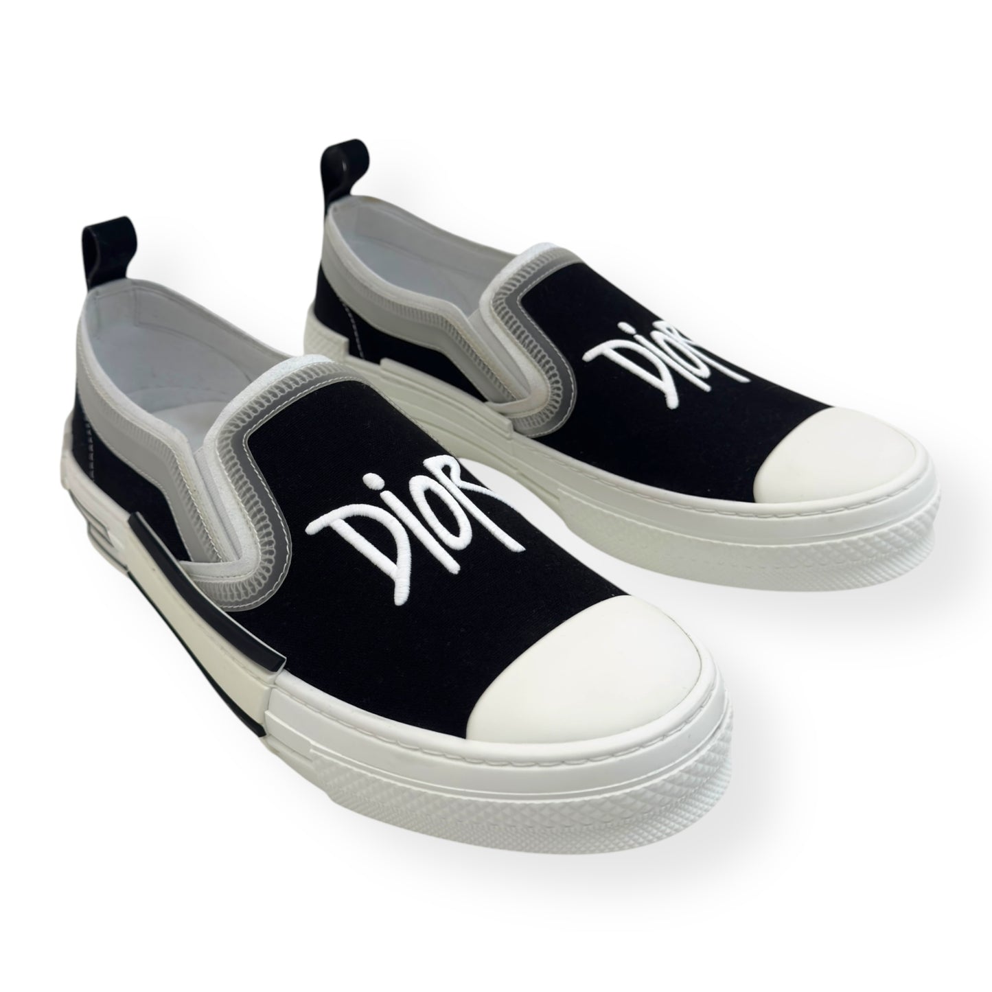 DIOR X SHAWN STUSSY B23 SLIP ON SNEAKER WHITE / BLACK UK8.5