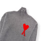 AMI PARIS AMI DE COEUR TURTLENECK SWEATER GREY / RED M