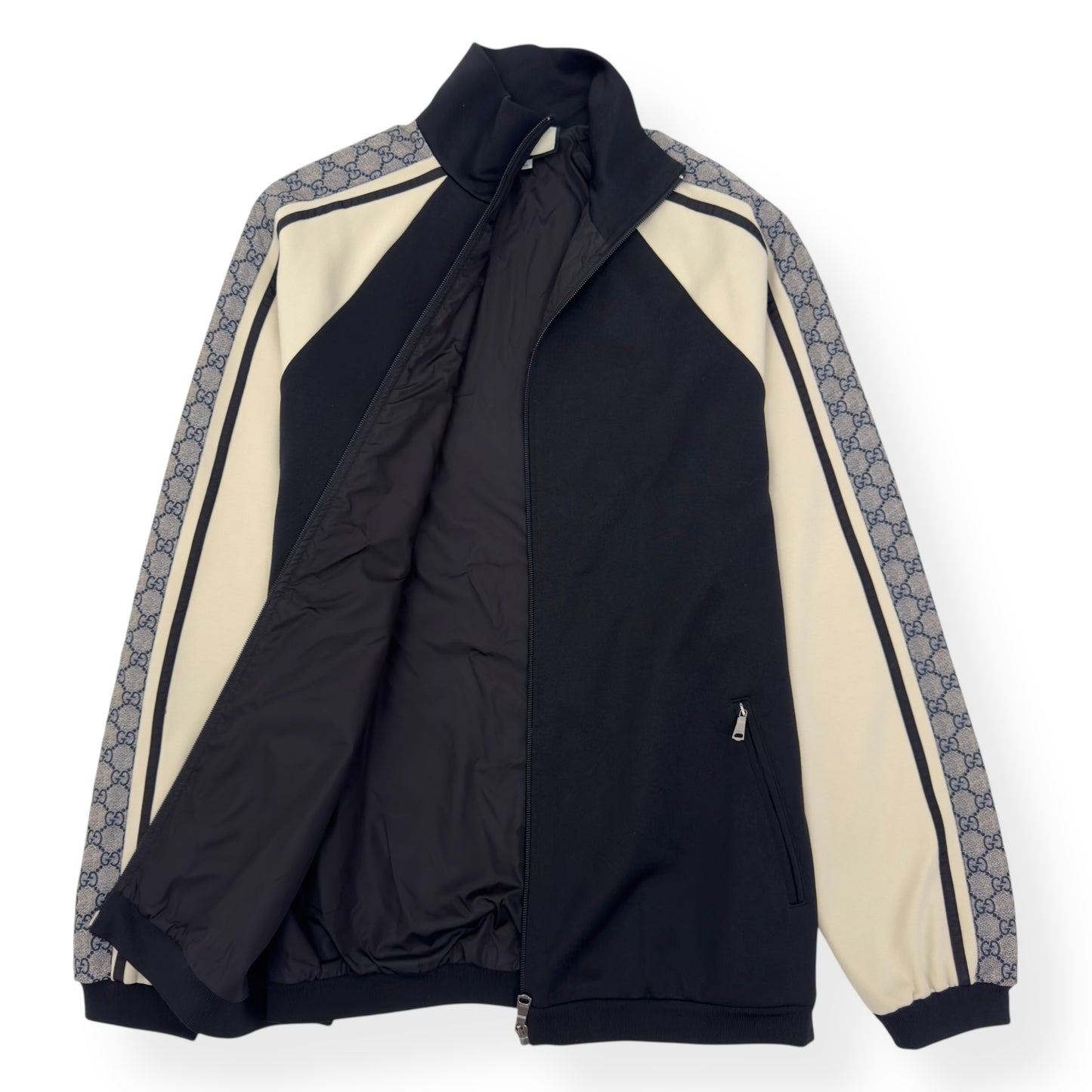 GUCCI TECHNICAL JERSEY TRACK JACKET BLACK / GREY S