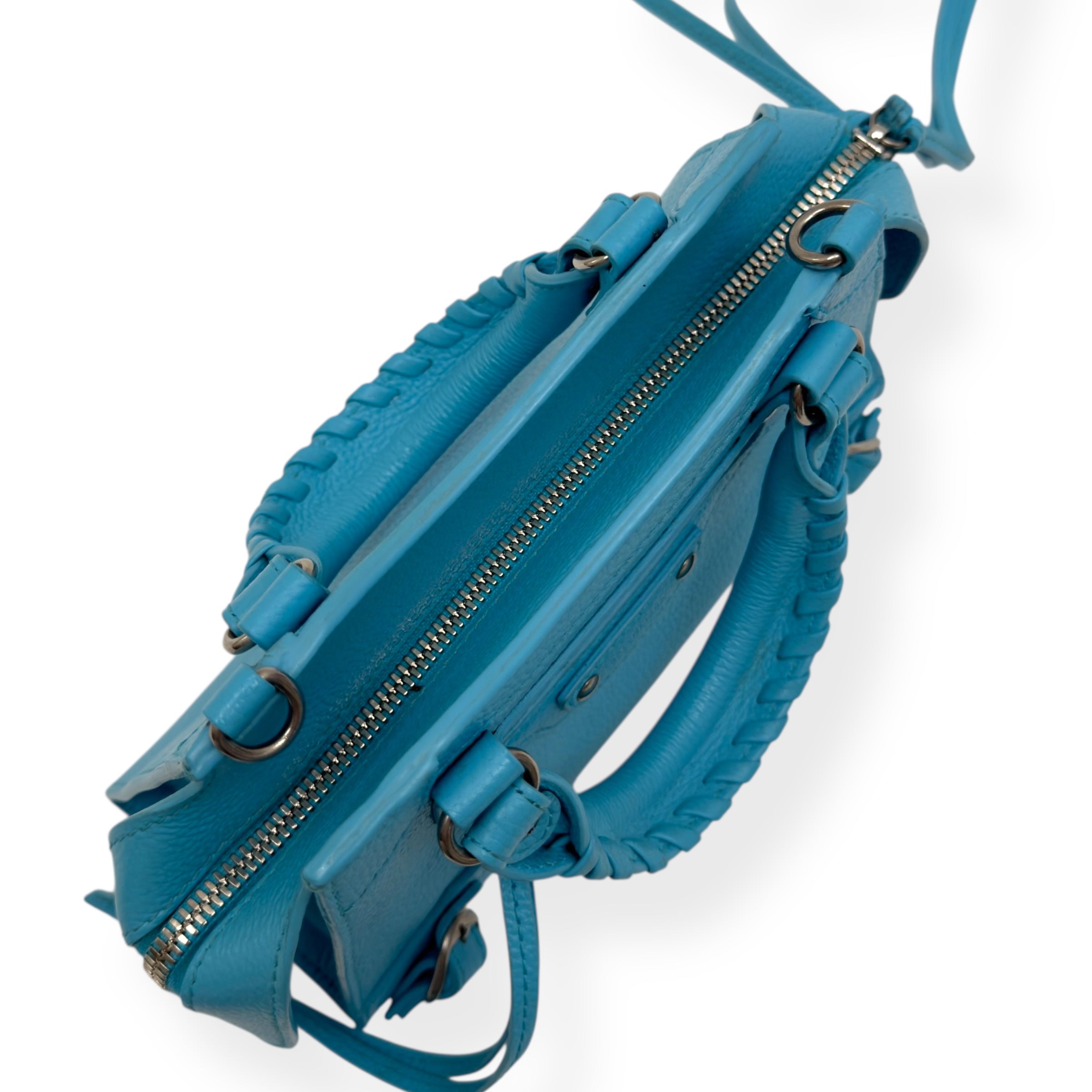 BALENCIAGA NEO CLASSIC CITY LEATHER BAG BLUE MINI