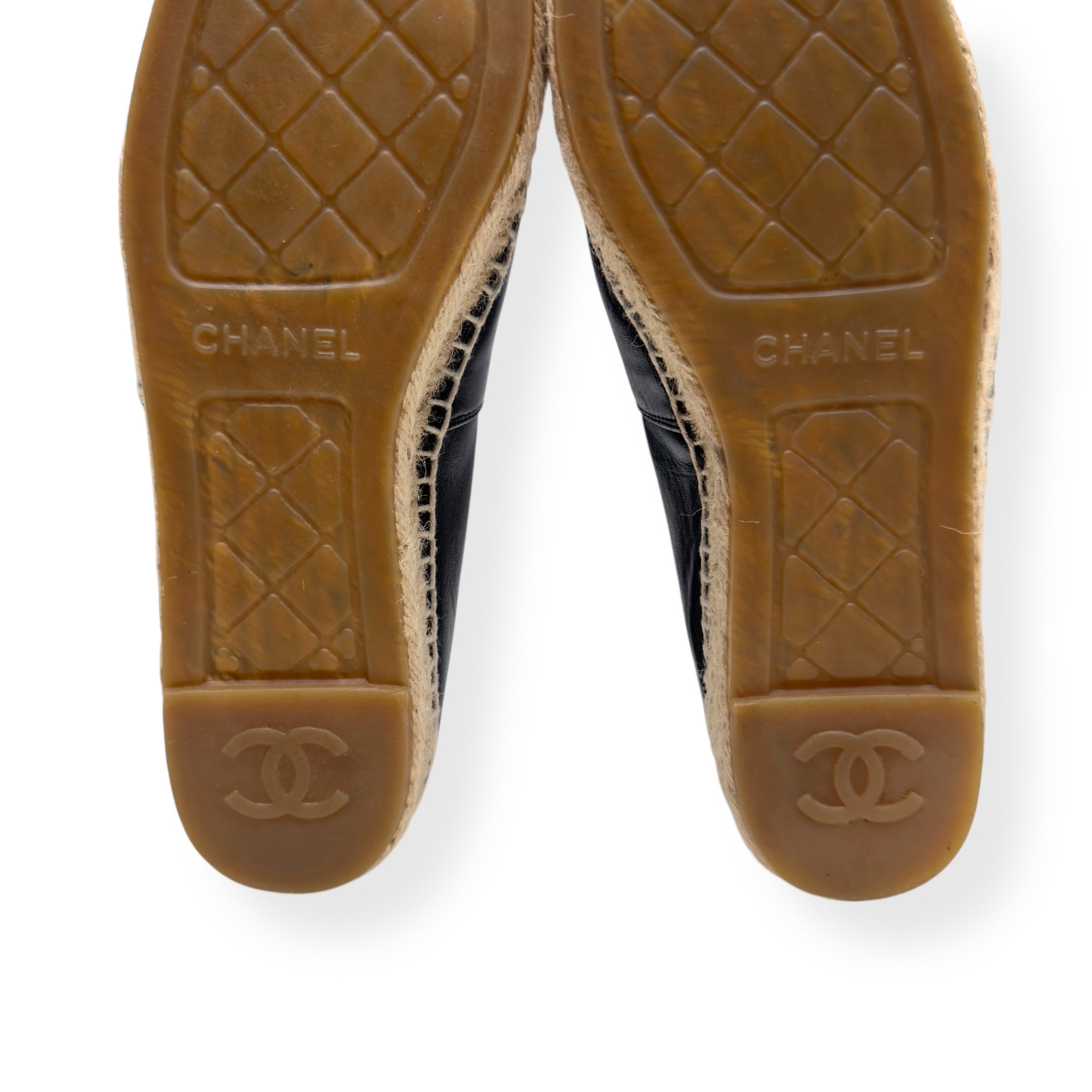 CHANEL LAMBSKIN CC ESPADRILLES BLACK 38 / UK5
