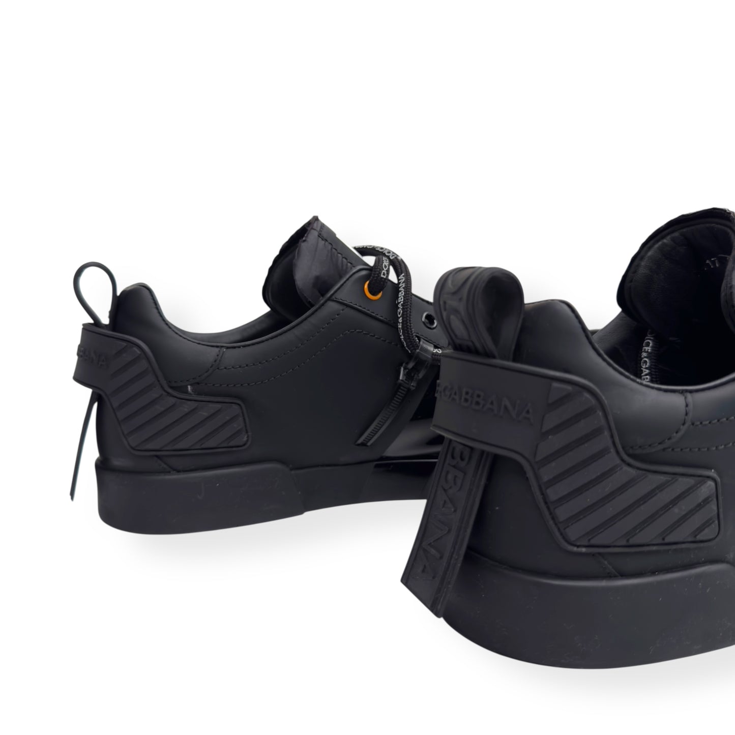 DOLCE & GABBANA PORTOFINO LEATHER SNEAKER BLACK UK9.5
