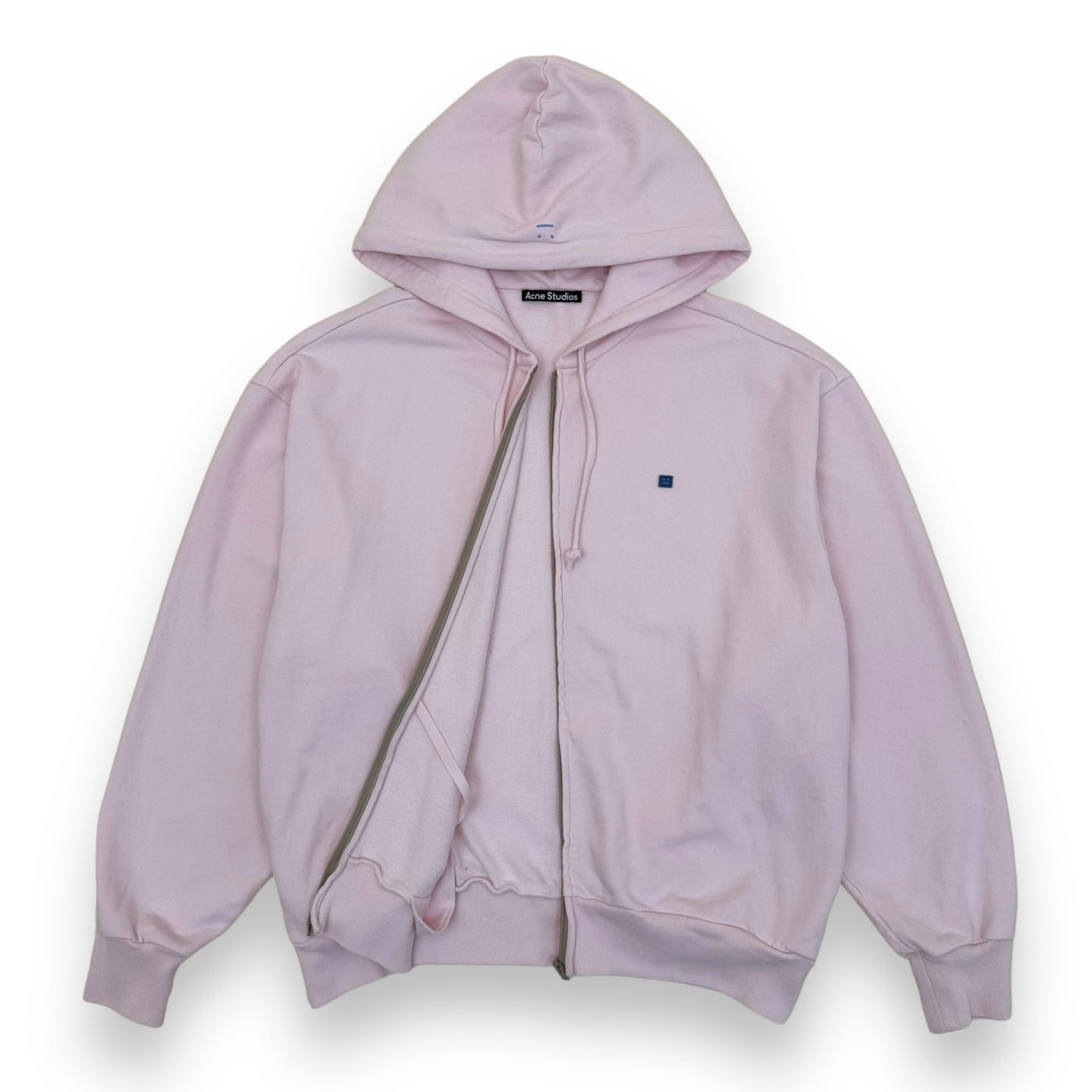 ACNE STUDIOS FACE ZIP-UP HOODIE PINK XL