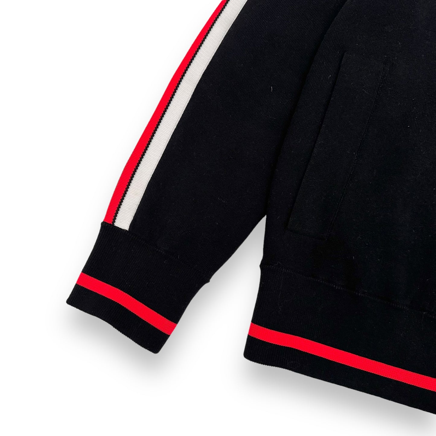 GIVENCHY KNITTED WOOL LOGO EMBROIDERED BOMBER JACKET BLACK / RED L