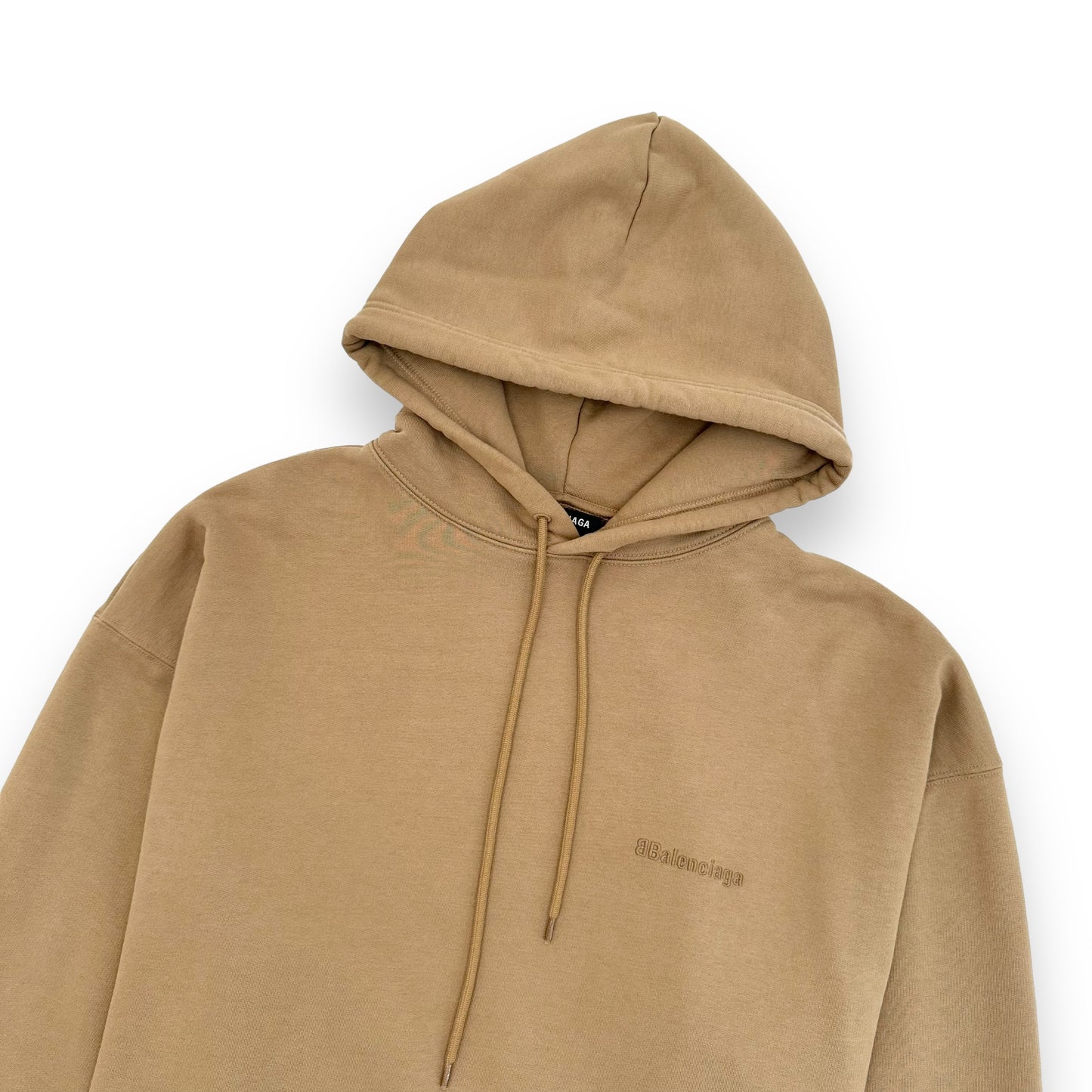 BALENCIAGA LOGO EMBROIDERED HOODIE BEIGE M