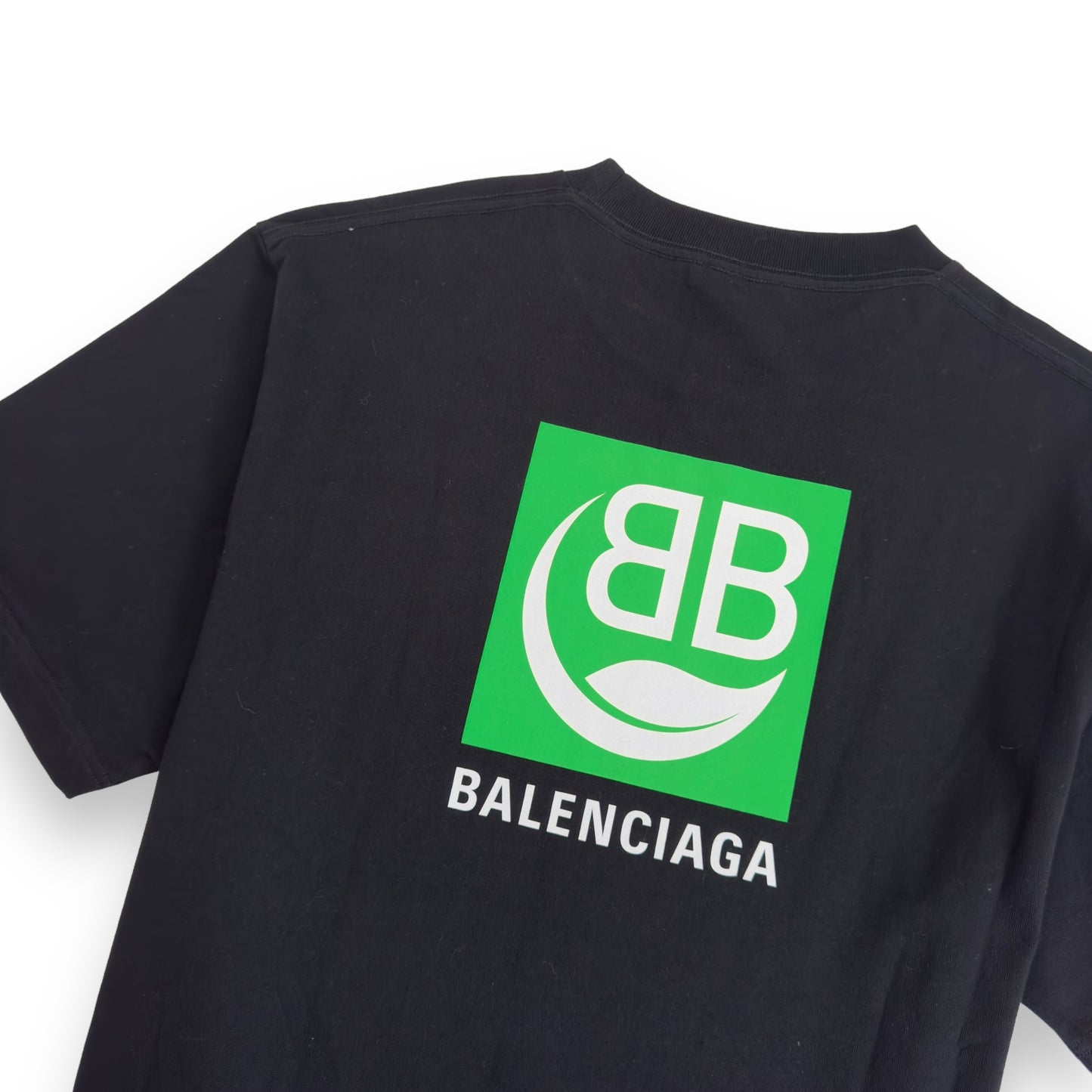 BALENCIAGA BIO-LOGO COTTON T-SHIRT BLACK / GREEN M