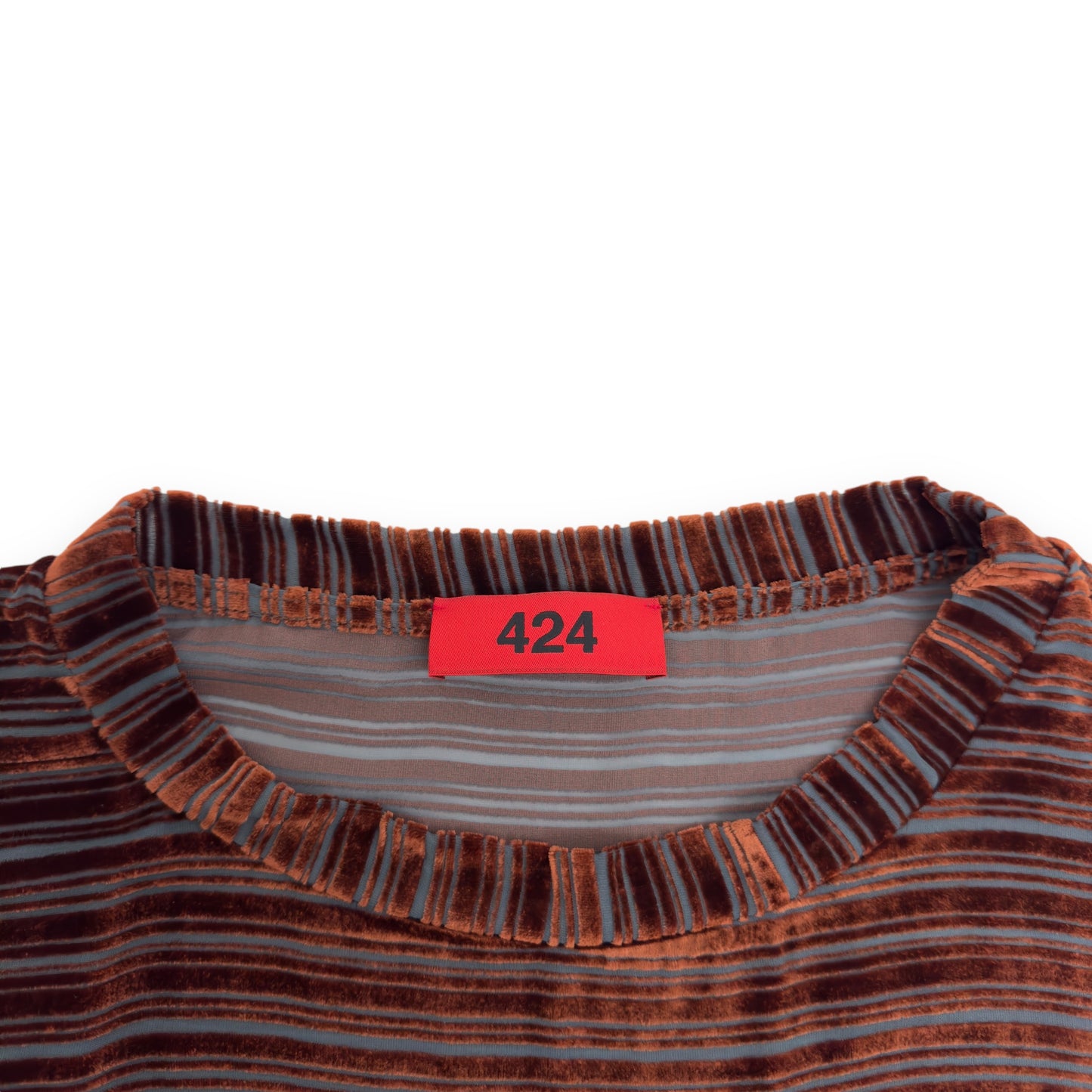 424 STRIPED RUST LONG-SLEEVE TOP L