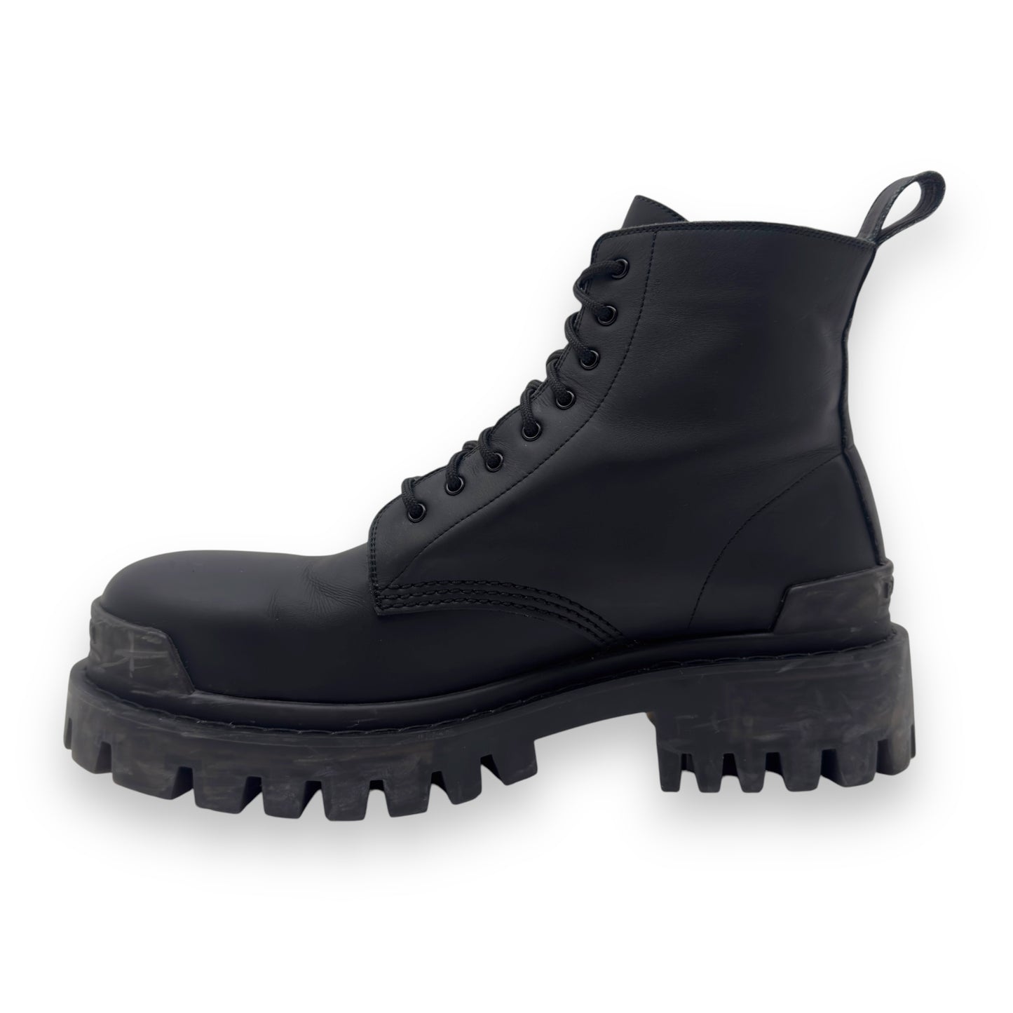 BALENCIAGA COMBAT STRIKE 20MM LEATHER BOOTS BLACK UK9 / 43