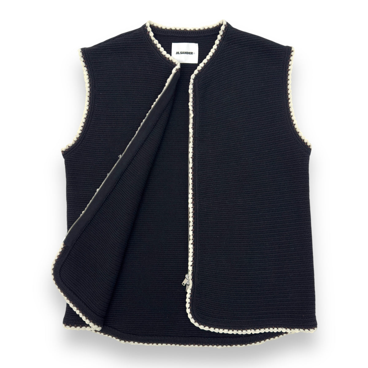 JIL SANDER PLUS RECYCLED KNIT VEST BLACK 52 / XL