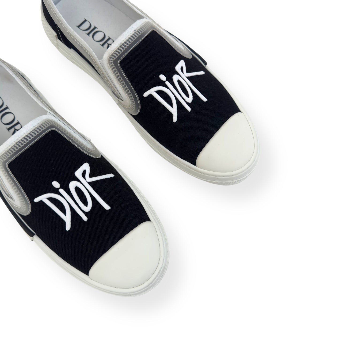 DIOR X SHAWN STUSSY B23 SLIP ON SNEAKER WHITE / BLACK UK8.5