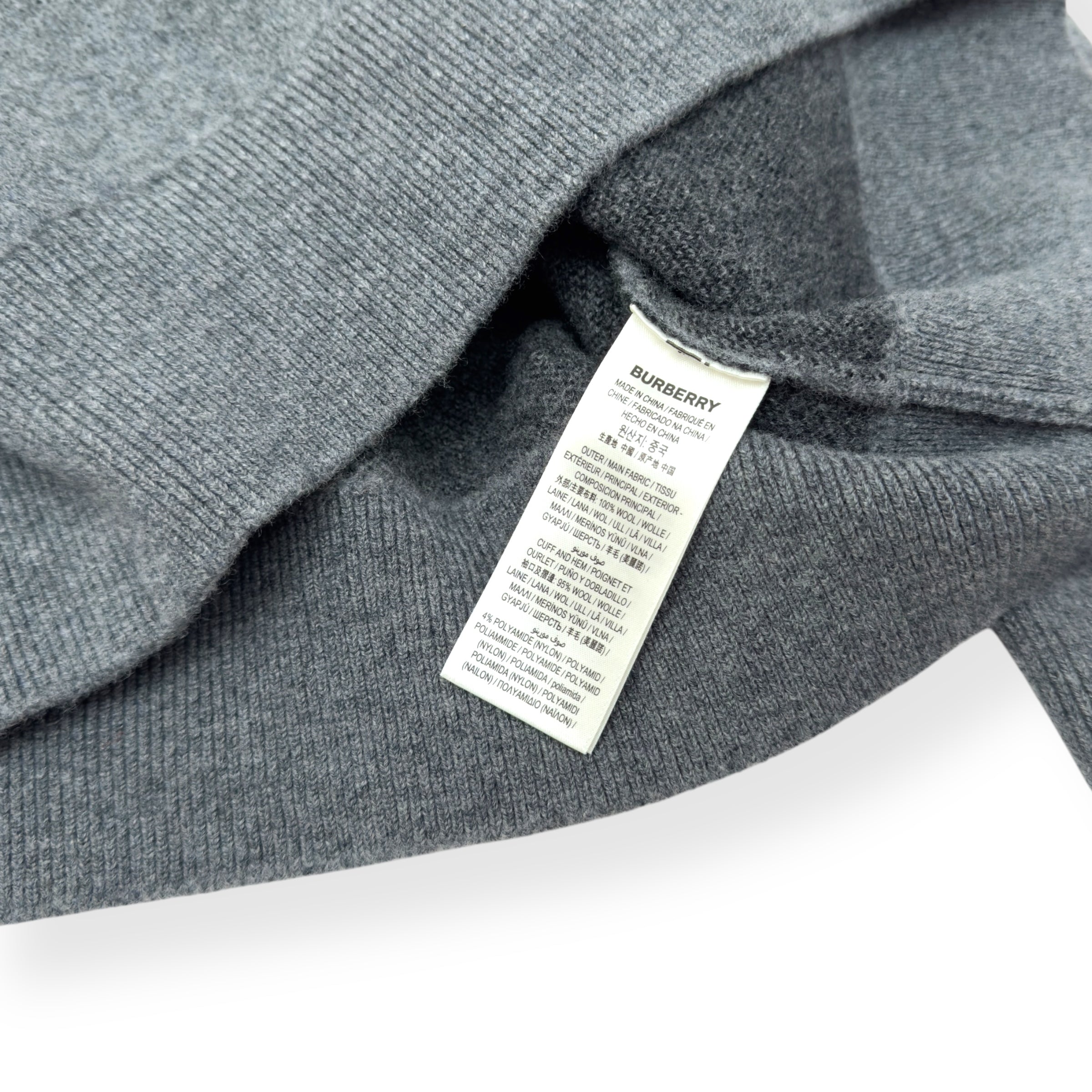 BURBERRY EKD WOOL JACQUARD HOODIE GREY L