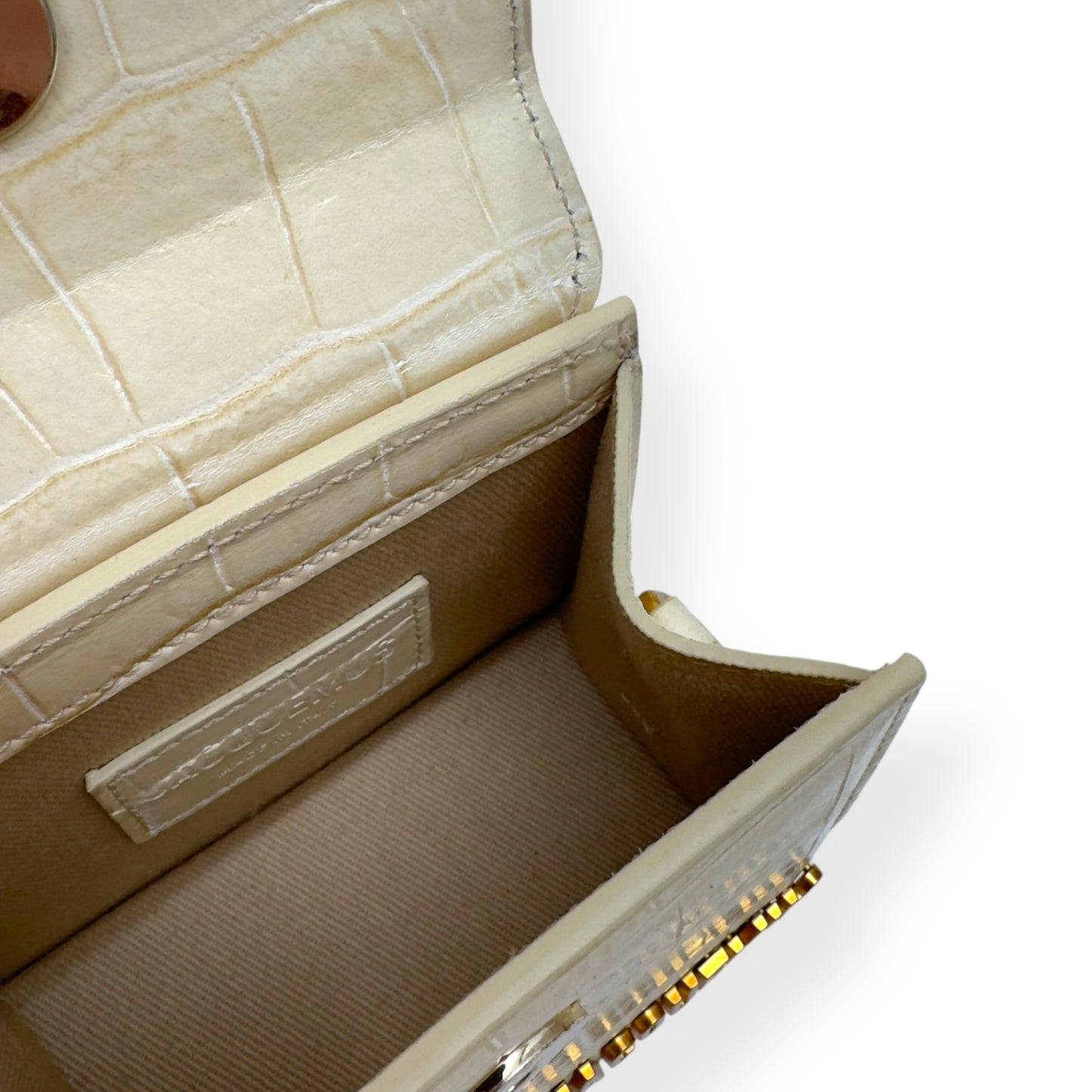 JACQUEMUS LE CHIQUITO MINI CROC EMBOSSED BAG CREAM MINI