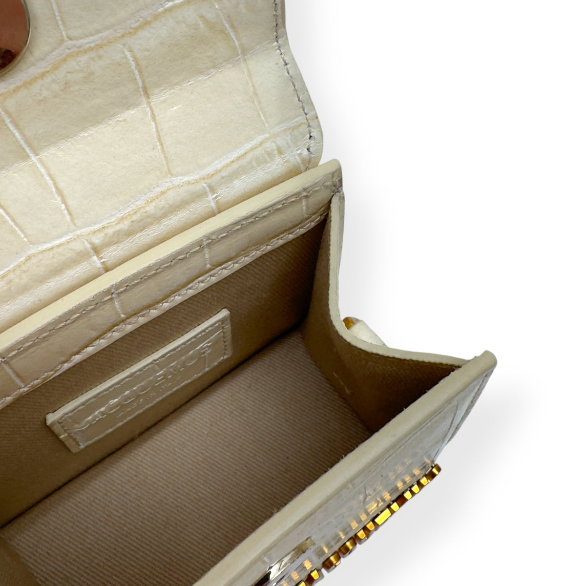 JACQUEMUS LE CHIQUITO MINI CROC EMBOSSED BAG CREAM MINI