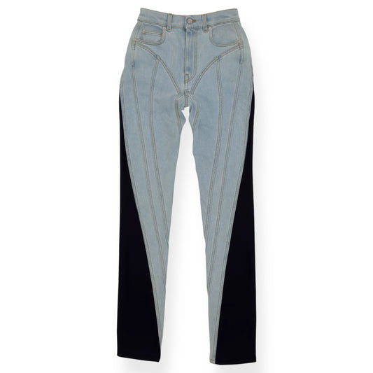 MUGLER SPIRAL SKINNY DENIM JEANS BLUE / BLACK 36 / W26”